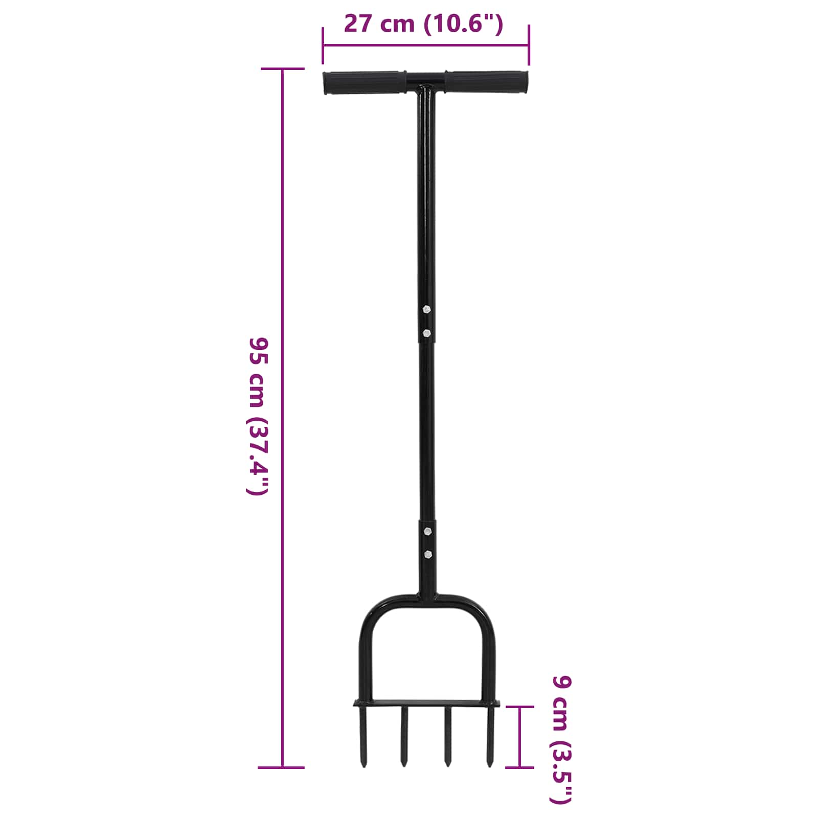 vidaXL Narzędzie do Aeracji Trawy Czarny 95 x 27 cm