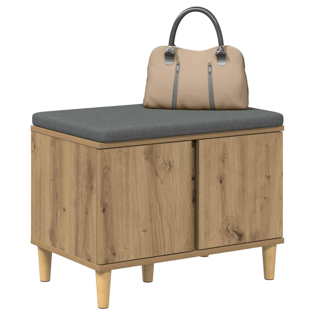 vidaXL Ławka na buty z poduszką Dąb artisan 60 x 38 x 46 cm