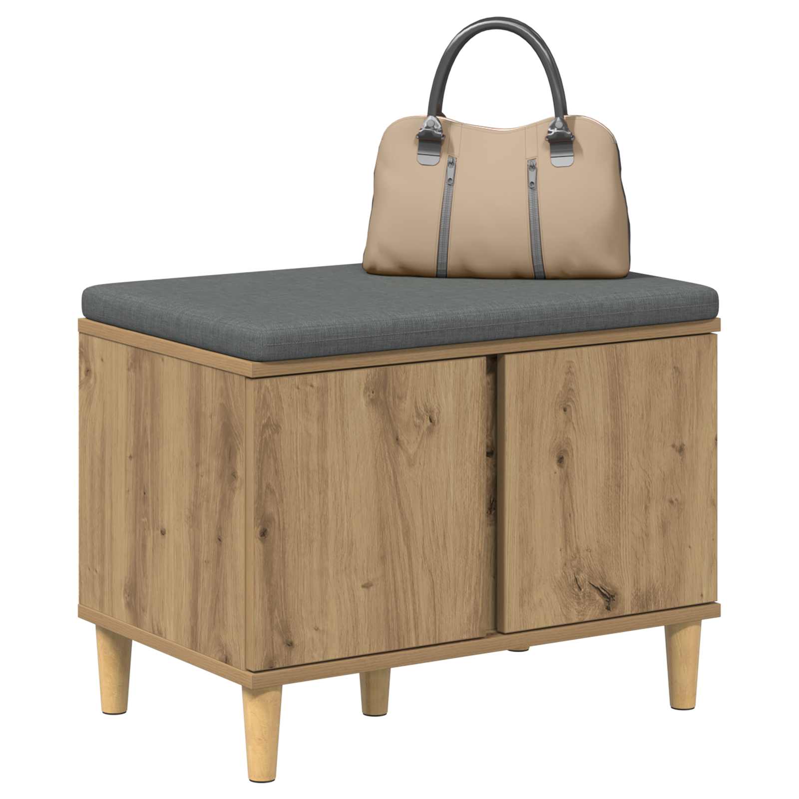 vidaXL Ławka na buty z poduszką Dąb artisan 60 x 38 x 46 cm