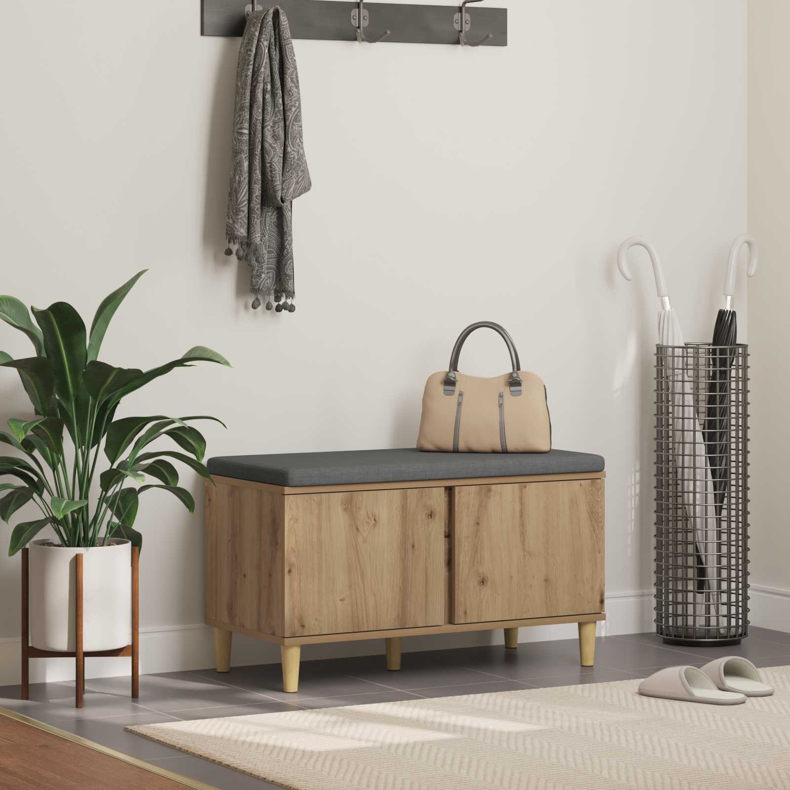 vidaXL Ławka na buty z poduszką Dąb artisan 80 x 38 x 46 cm