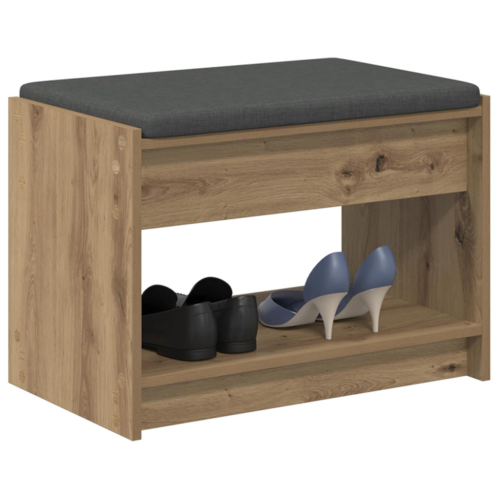 vidaXL Ławka na buty z poduszką Dąb artisan 63 x 38 x 45 cm
