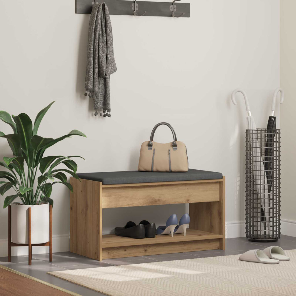 vidaXL Ławka na buty z poduszką Dąb artisan 83 x 38 x 45 cm