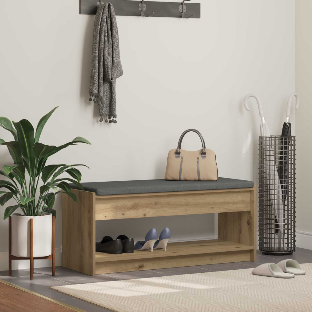 vidaXL Ławka na buty z poduszką Dąb artisan 103 x 38 x 45 cm