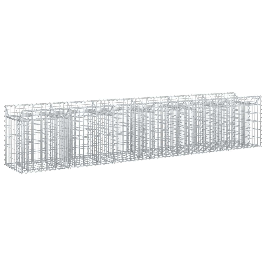 vidaXL Podniesione łóżko gabionowe 2 pcs srebrny