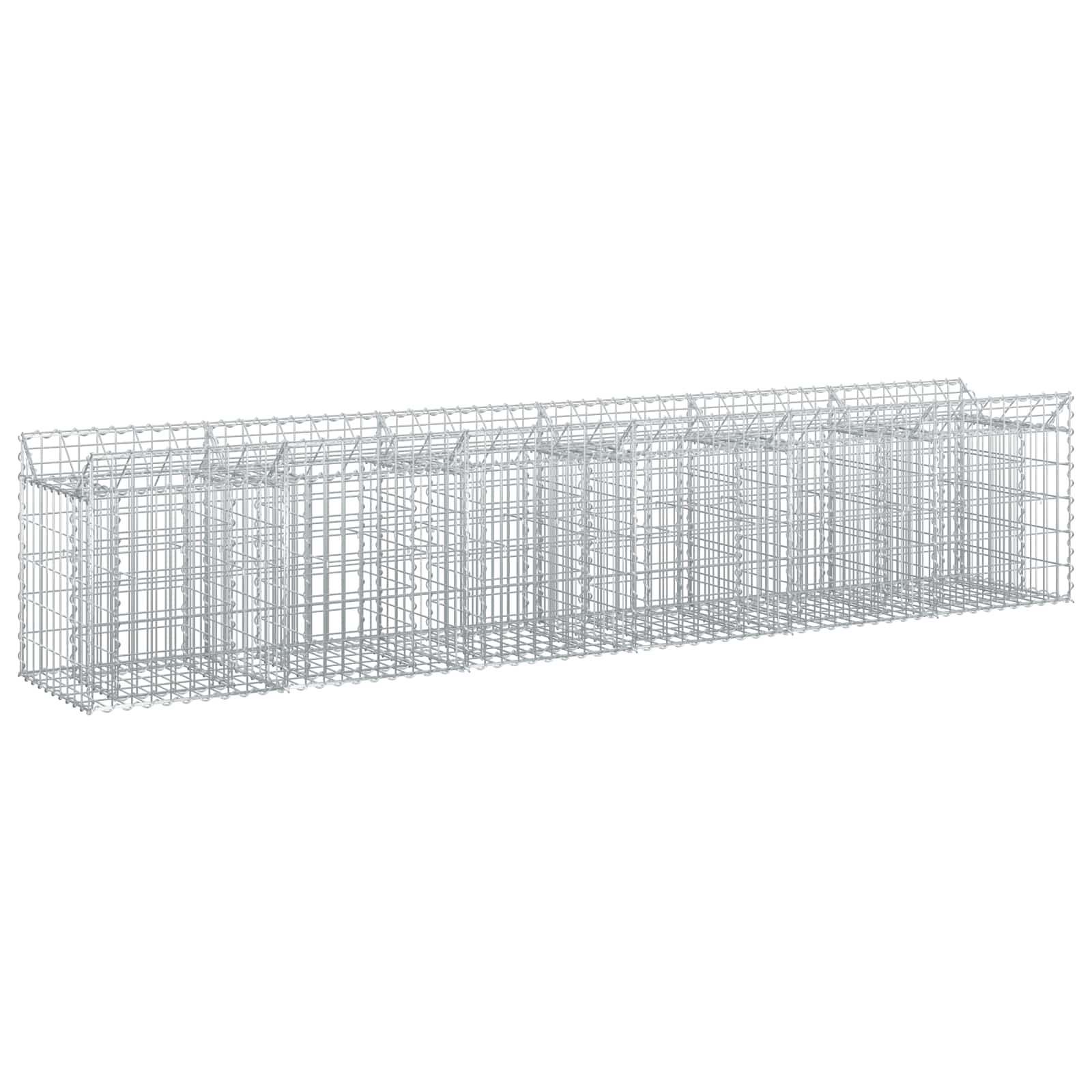 vidaXL Podniesione łóżko gabionowe 2 pcs srebrny