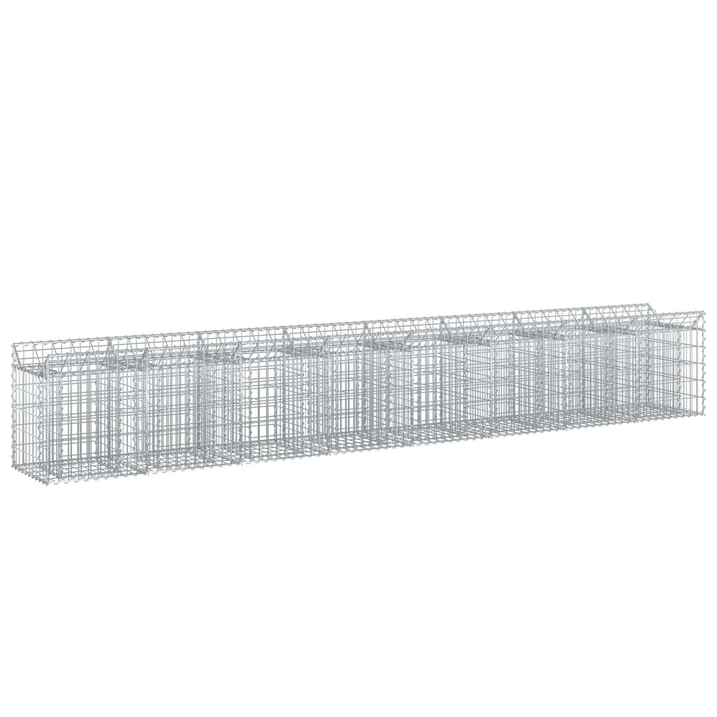 vidaXL Podniesione łóżko gabionowe 2 pcs srebrny