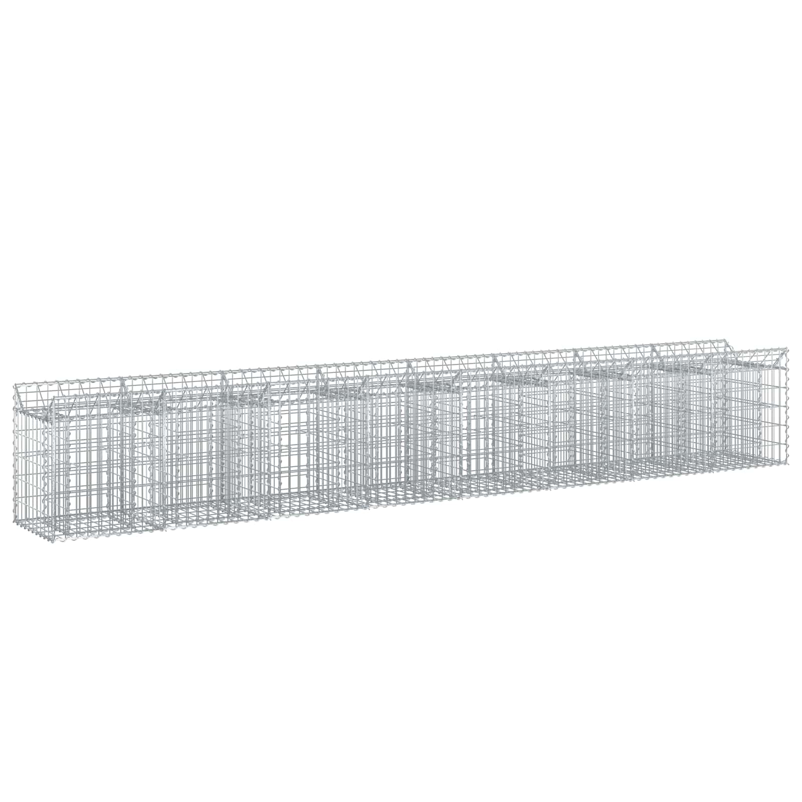 vidaXL Podniesione łóżko gabionowe 2 pcs srebrny