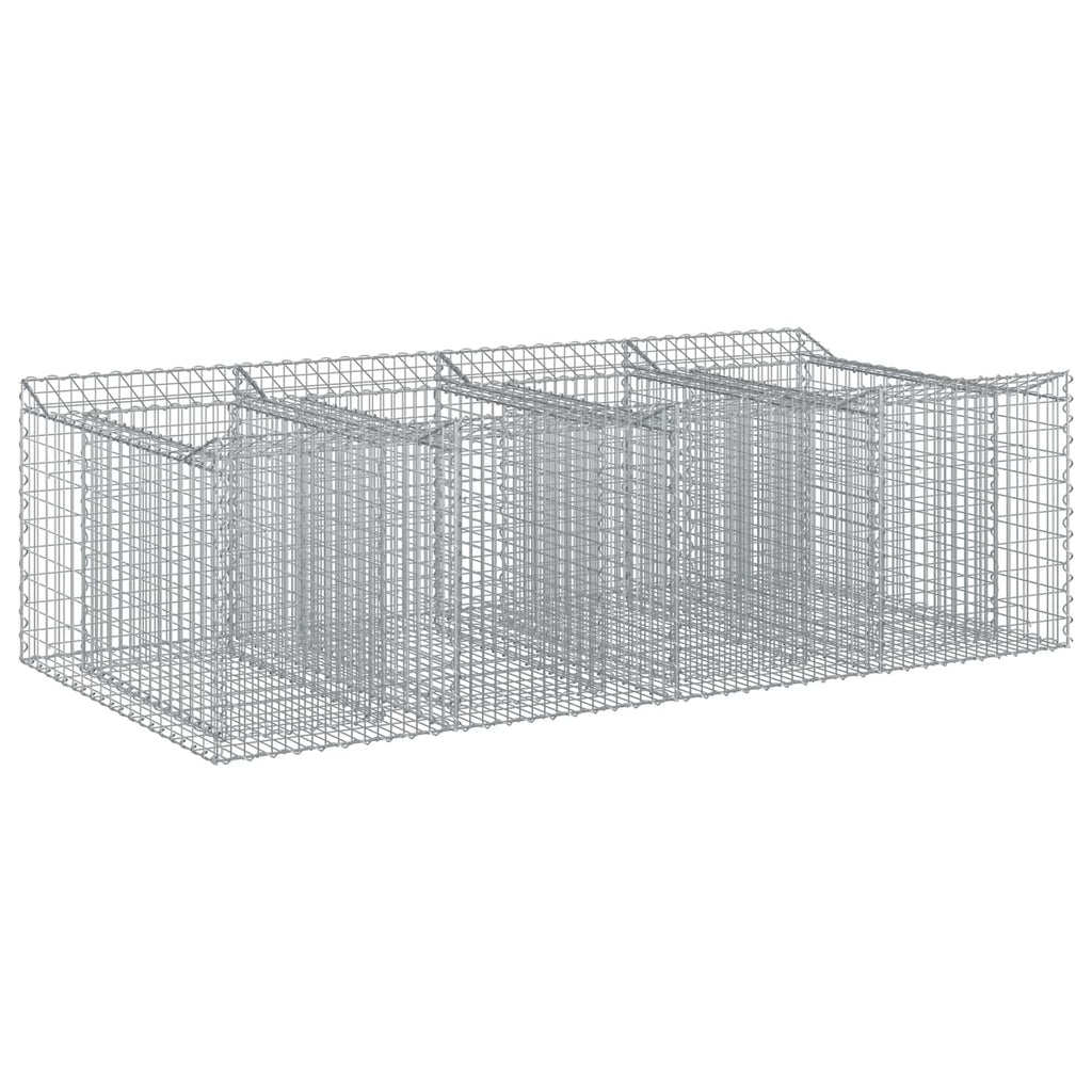 vidaXL Podniesione łóżko gabionowe 2 pcs srebrny
