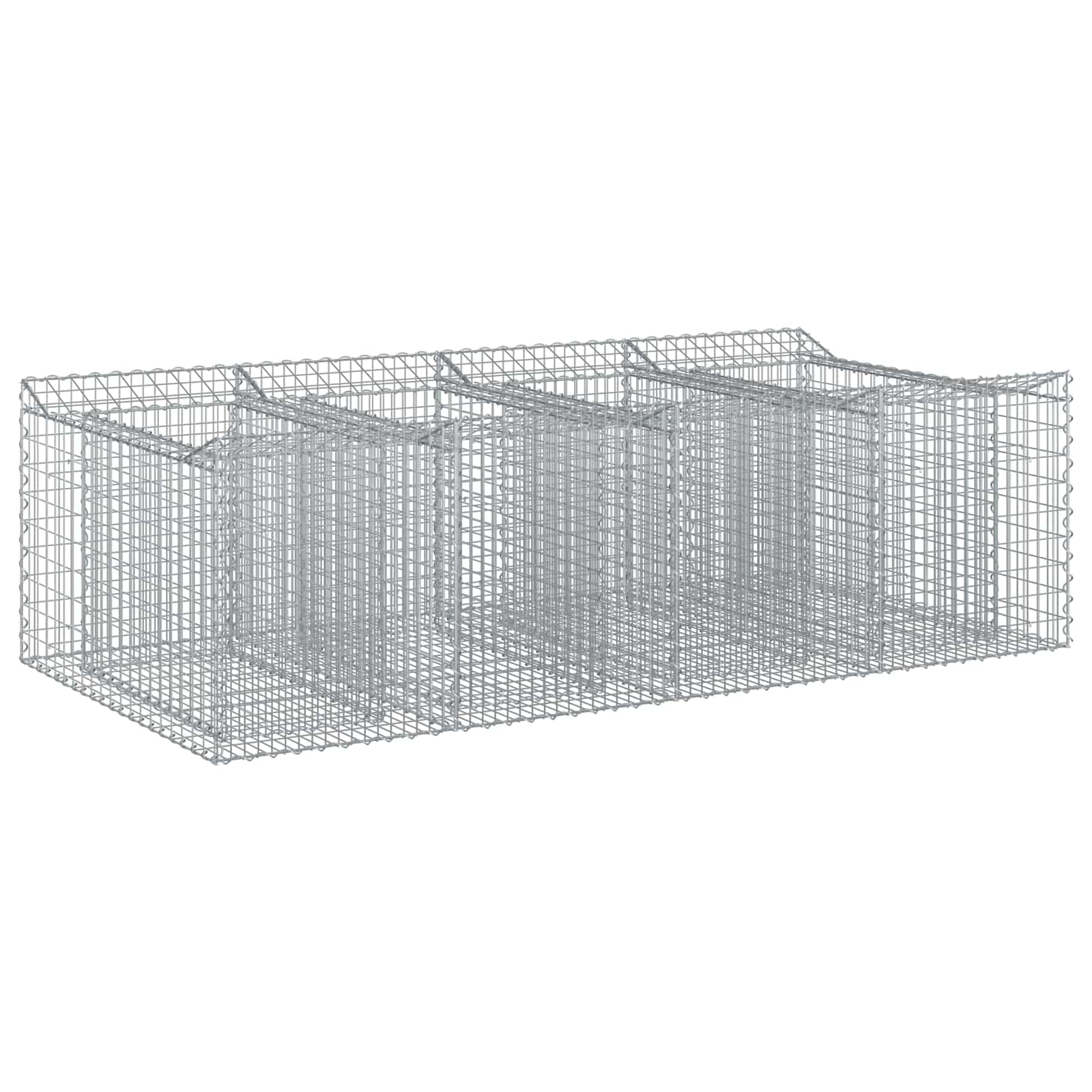 vidaXL Podniesione łóżko gabionowe 2 pcs srebrny