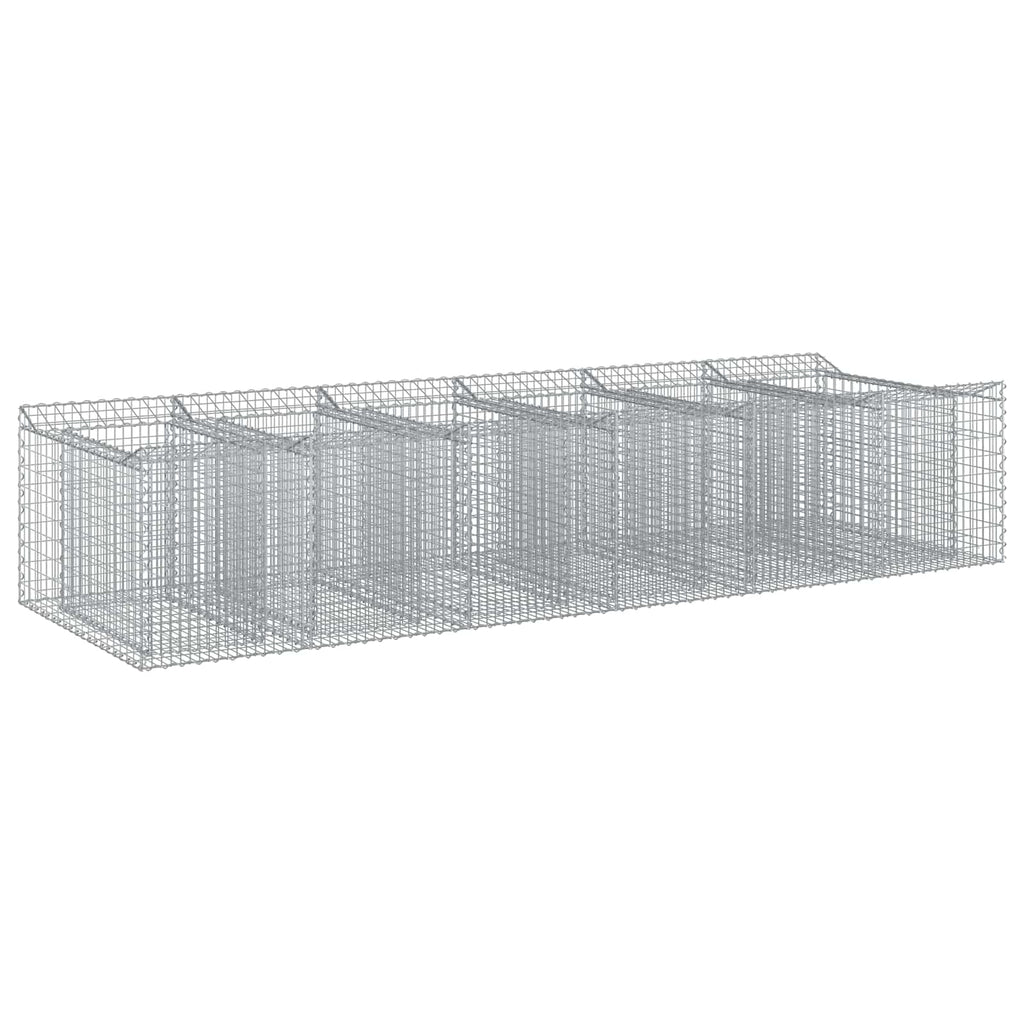 vidaXL Podniesione łóżko gabionowe 2 pcs srebrny