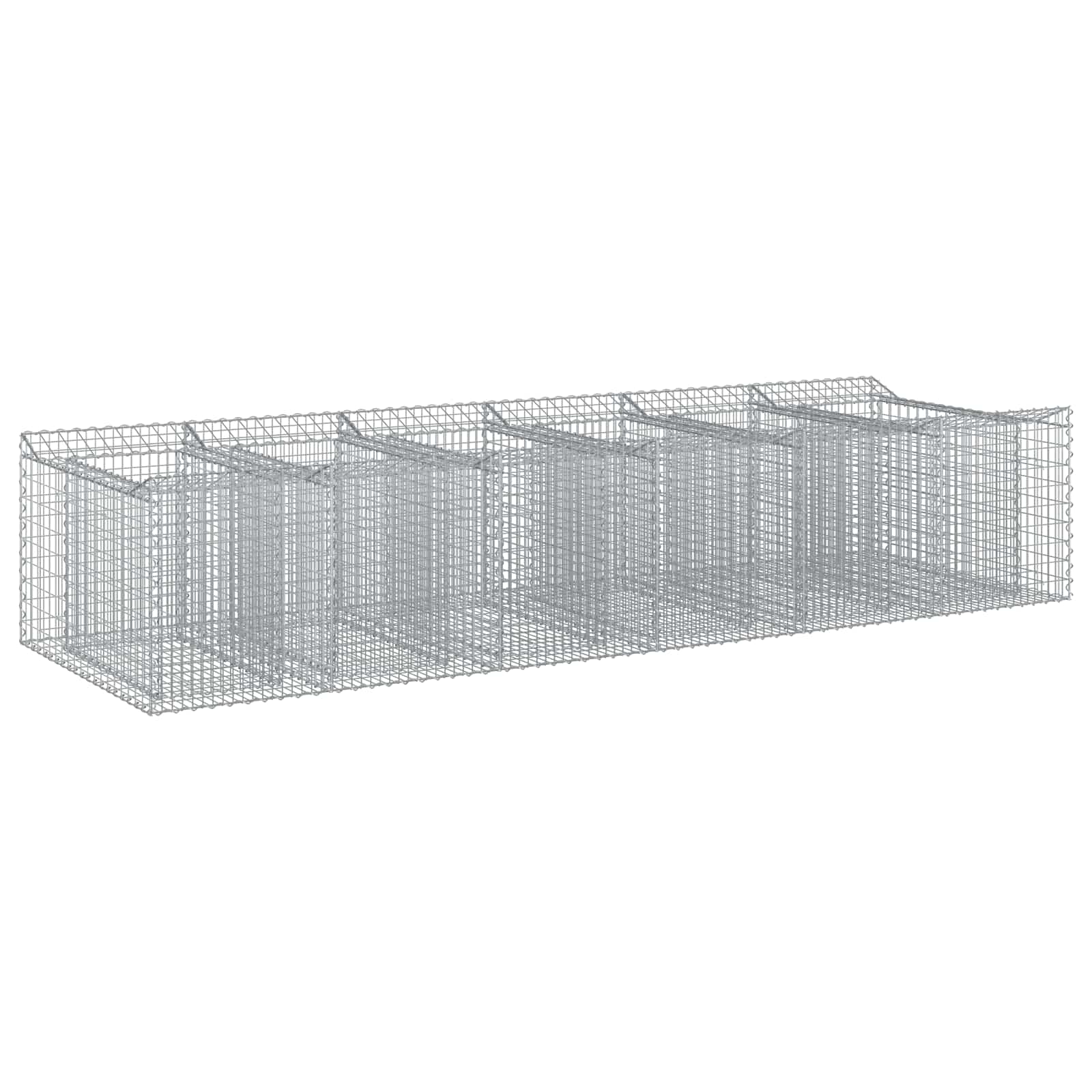 vidaXL Podniesione łóżko gabionowe 2 pcs srebrny