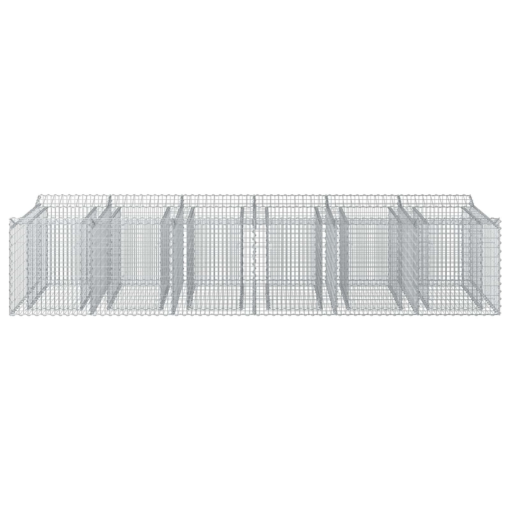vidaXL Podniesione łóżko gabionowe 2 pcs srebrny