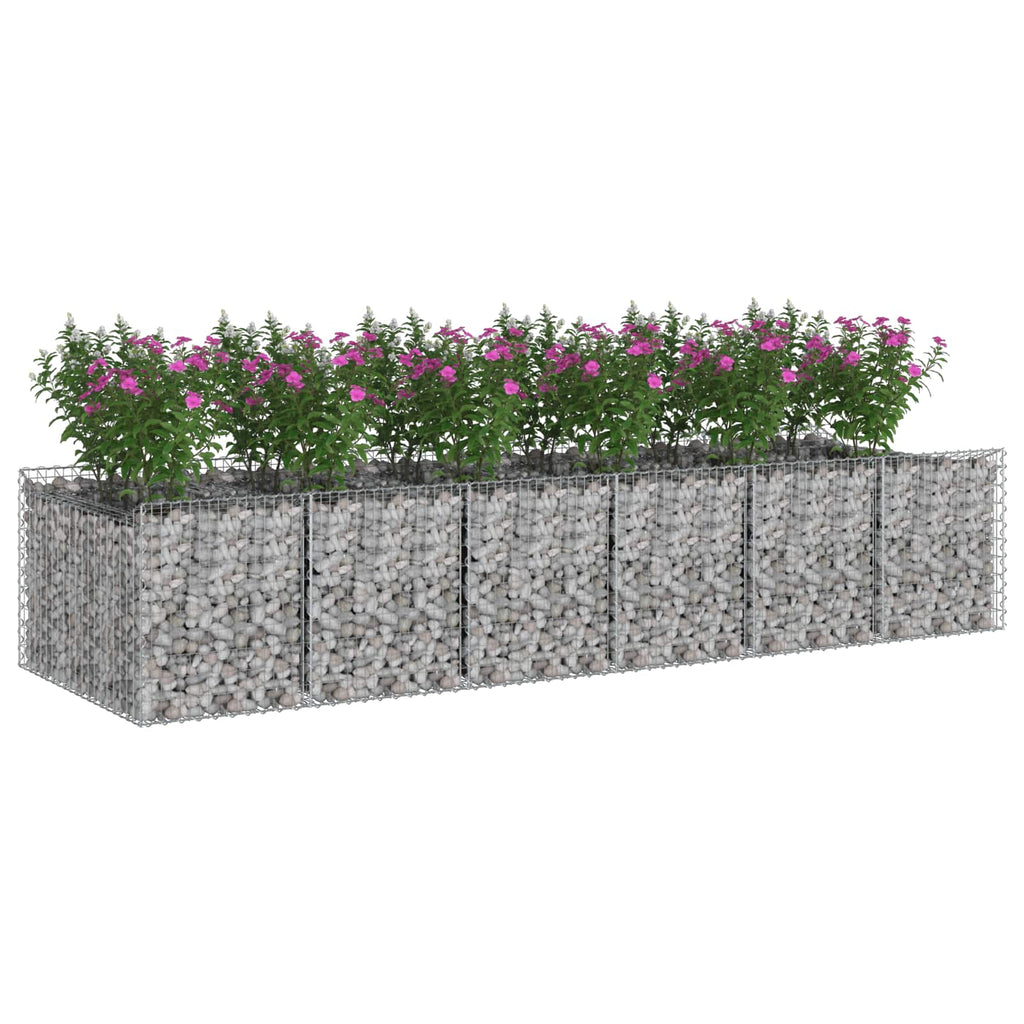 vidaXL Podniesione łóżko gabionowe 2 pcs srebrny