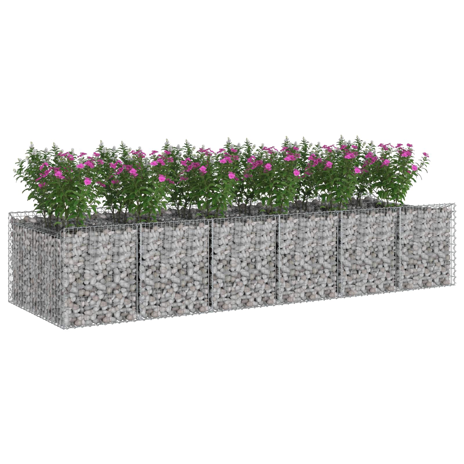 vidaXL Podniesione łóżko gabionowe 2 pcs srebrny