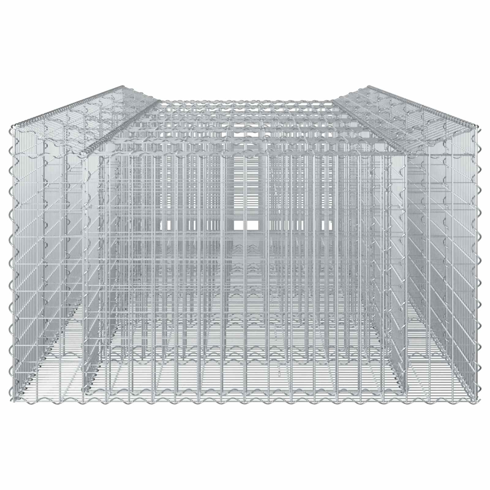 vidaXL Podniesione łóżko gabionowe 2 pcs srebrny