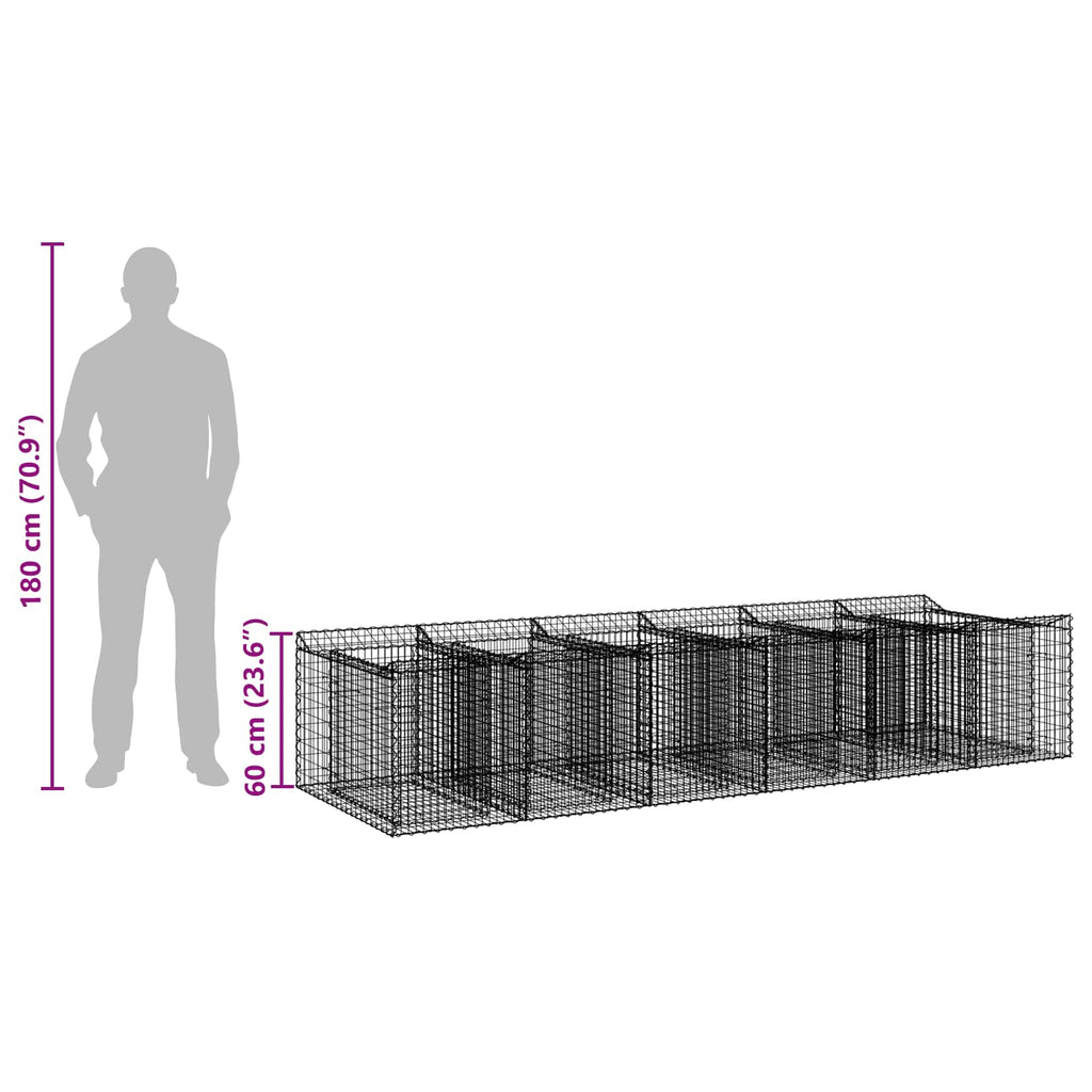 vidaXL Podniesione łóżko gabionowe 2 pcs srebrny