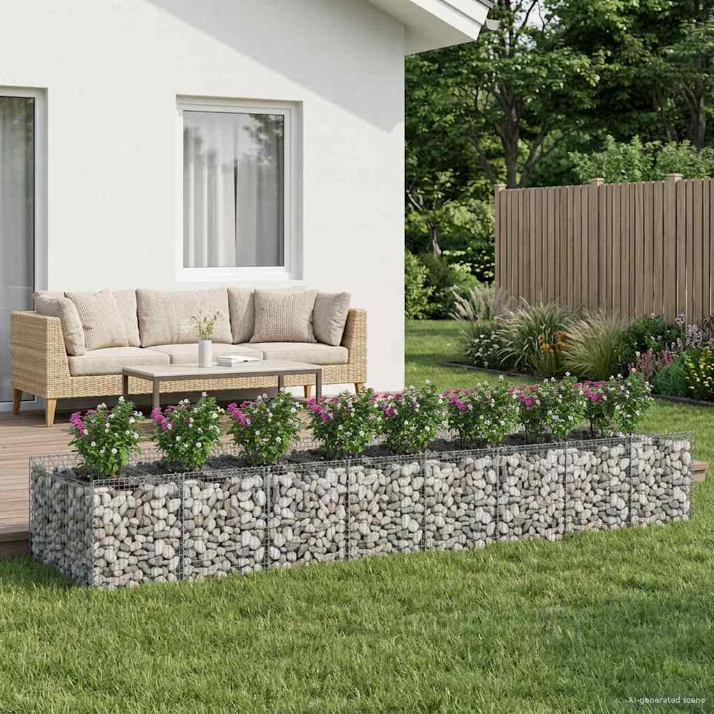 vidaXL Podniesione łóżko gabionowe 3 pcs srebrny