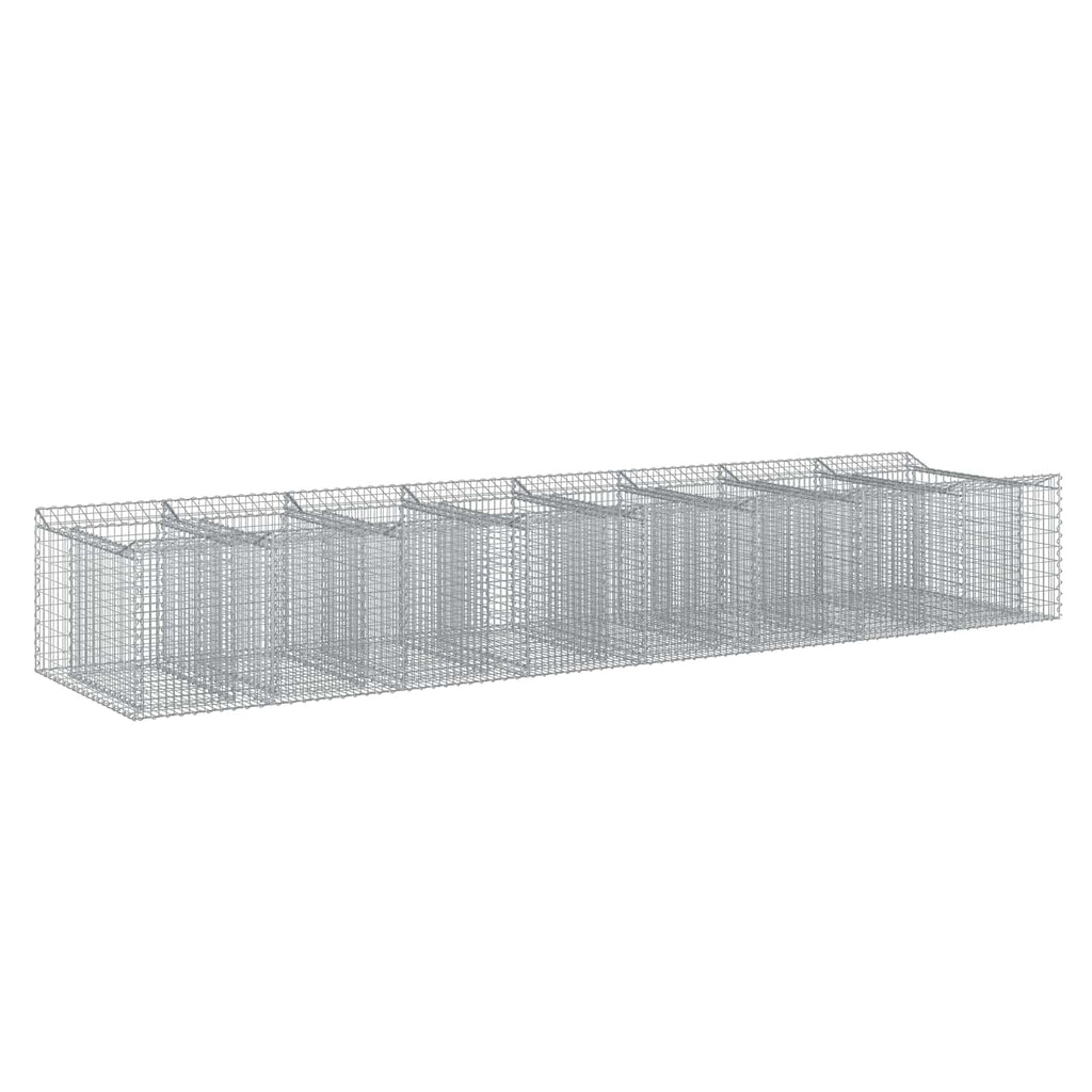 vidaXL Podniesione łóżko gabionowe 3 pcs srebrny