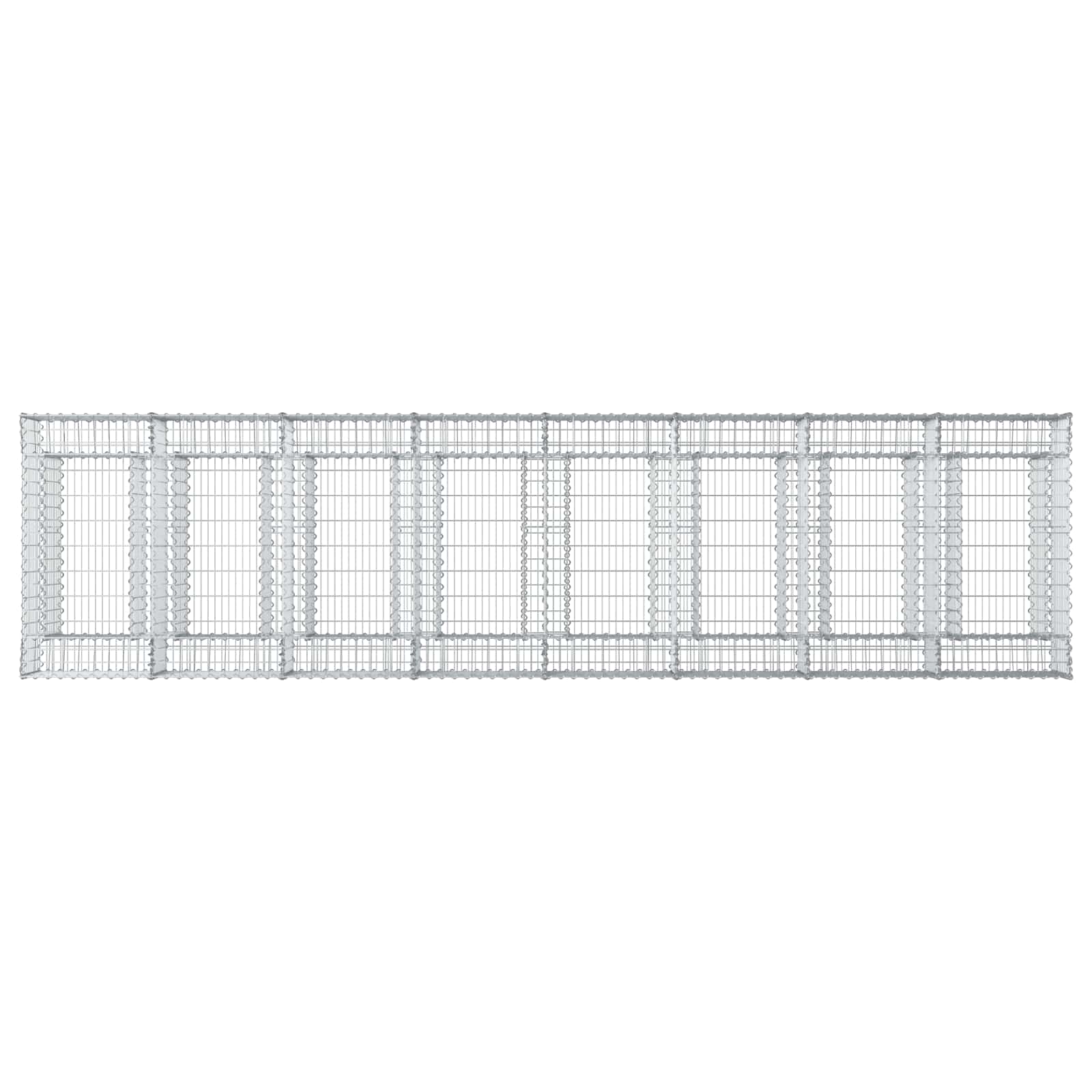 vidaXL Podniesione łóżko gabionowe 3 pcs srebrny