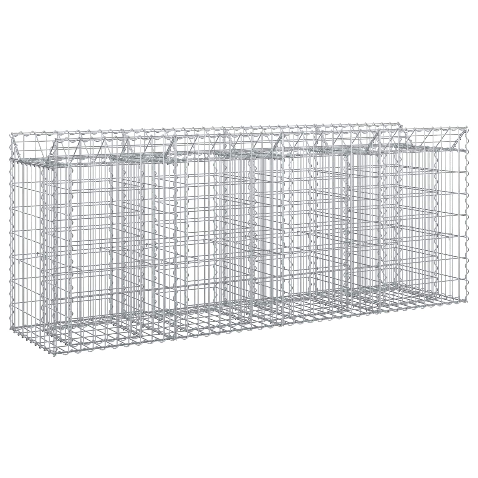 vidaXL Podniesione łóżko gabionowe 2 pcs srebrny
