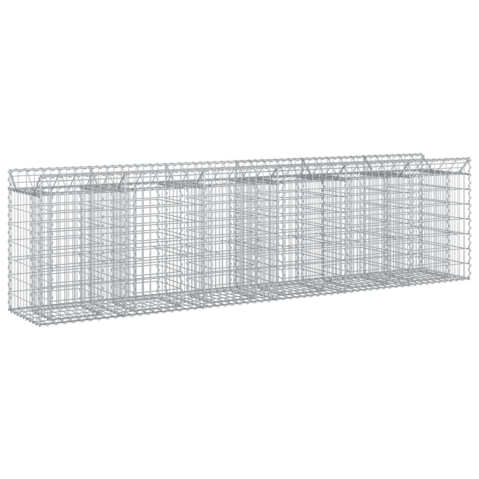vidaXL Podniesione łóżko gabionowe 2 pcs srebrny