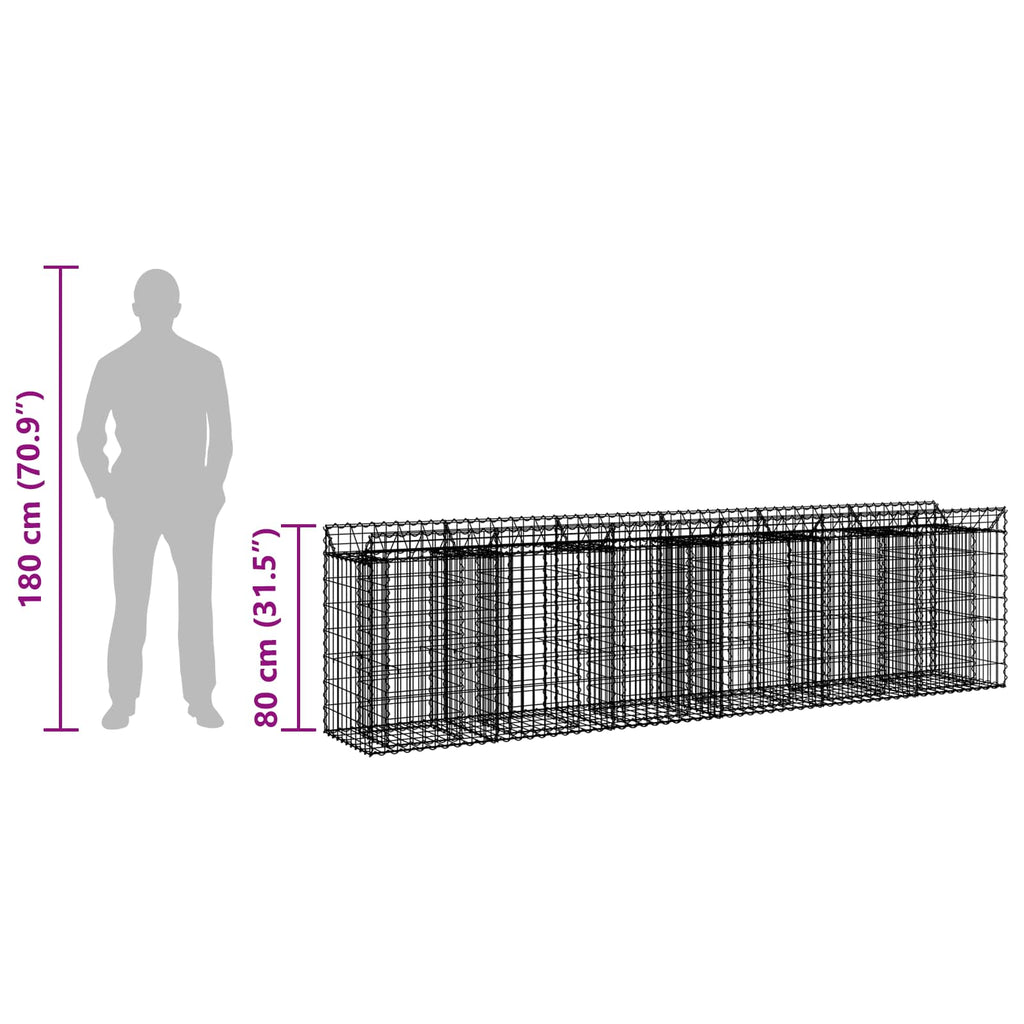 vidaXL Podniesione łóżko gabionowe 2 pcs srebrny