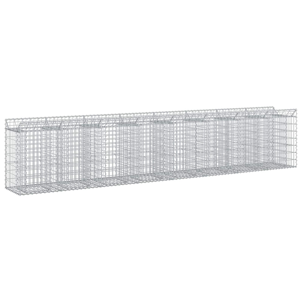 vidaXL Podniesione łóżko gabionowe 3 pcs srebrny