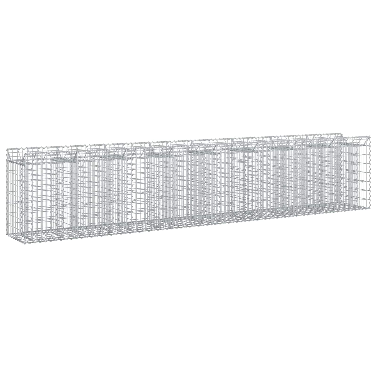 vidaXL Podniesione łóżko gabionowe 3 pcs srebrny