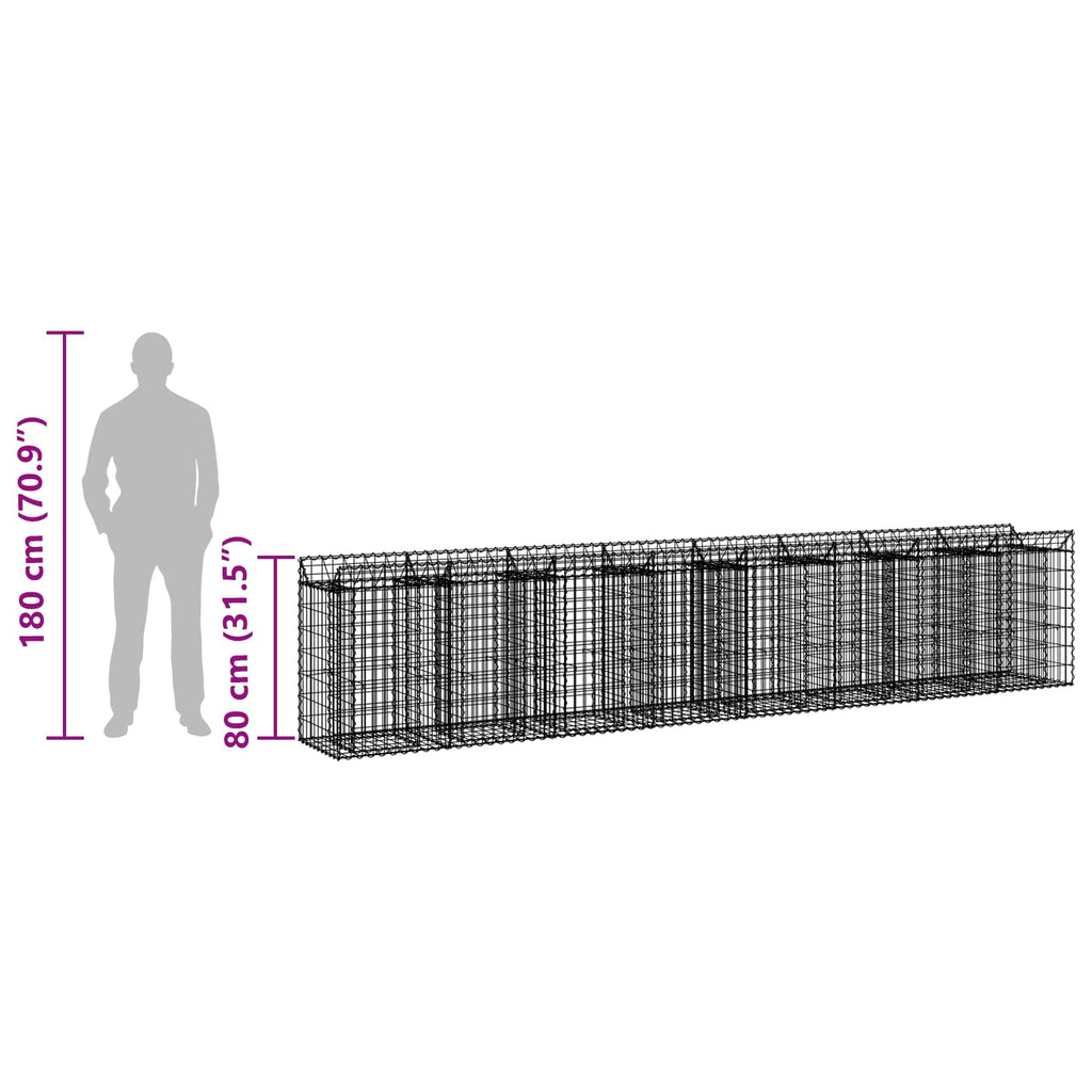 vidaXL Podniesione łóżko gabionowe 3 pcs srebrny
