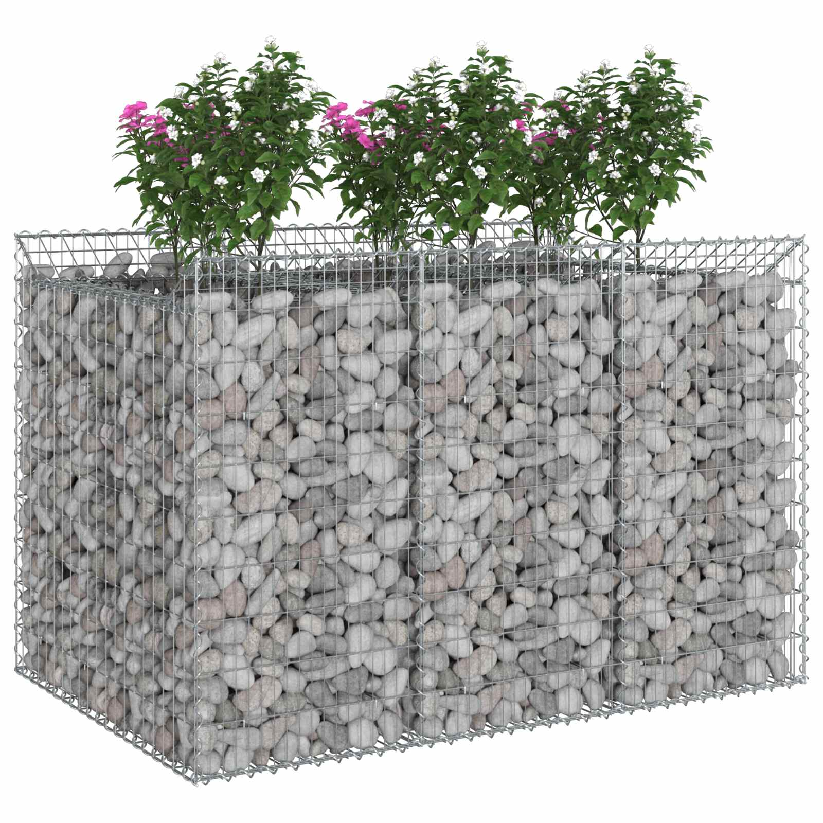 vidaXL Podniesione łóżko gabionowe 2 pcs srebrny