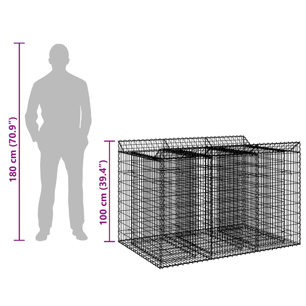 vidaXL Podniesione łóżko gabionowe 2 pcs srebrny