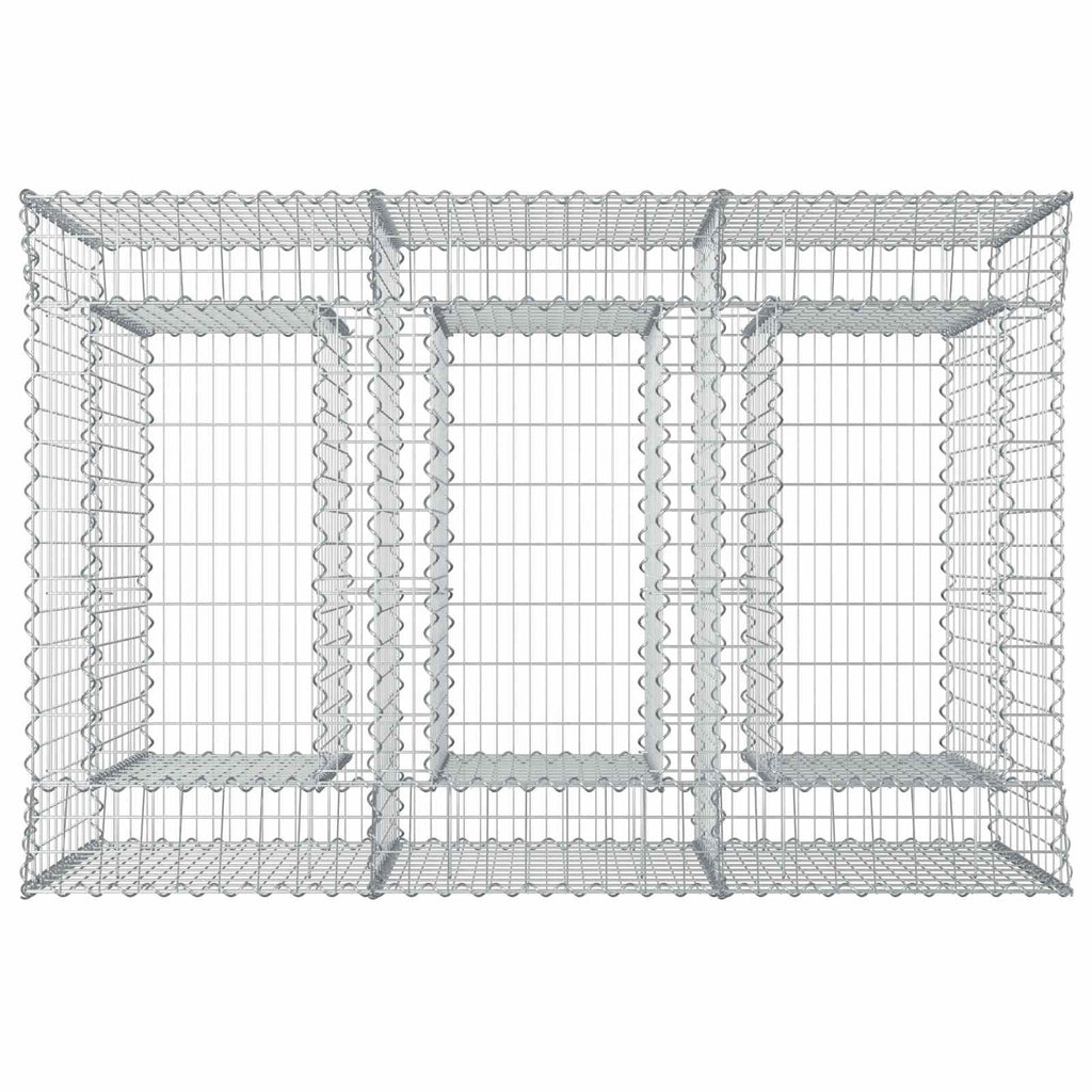 vidaXL Podniesione łóżko gabionowe 2 pcs srebrny
