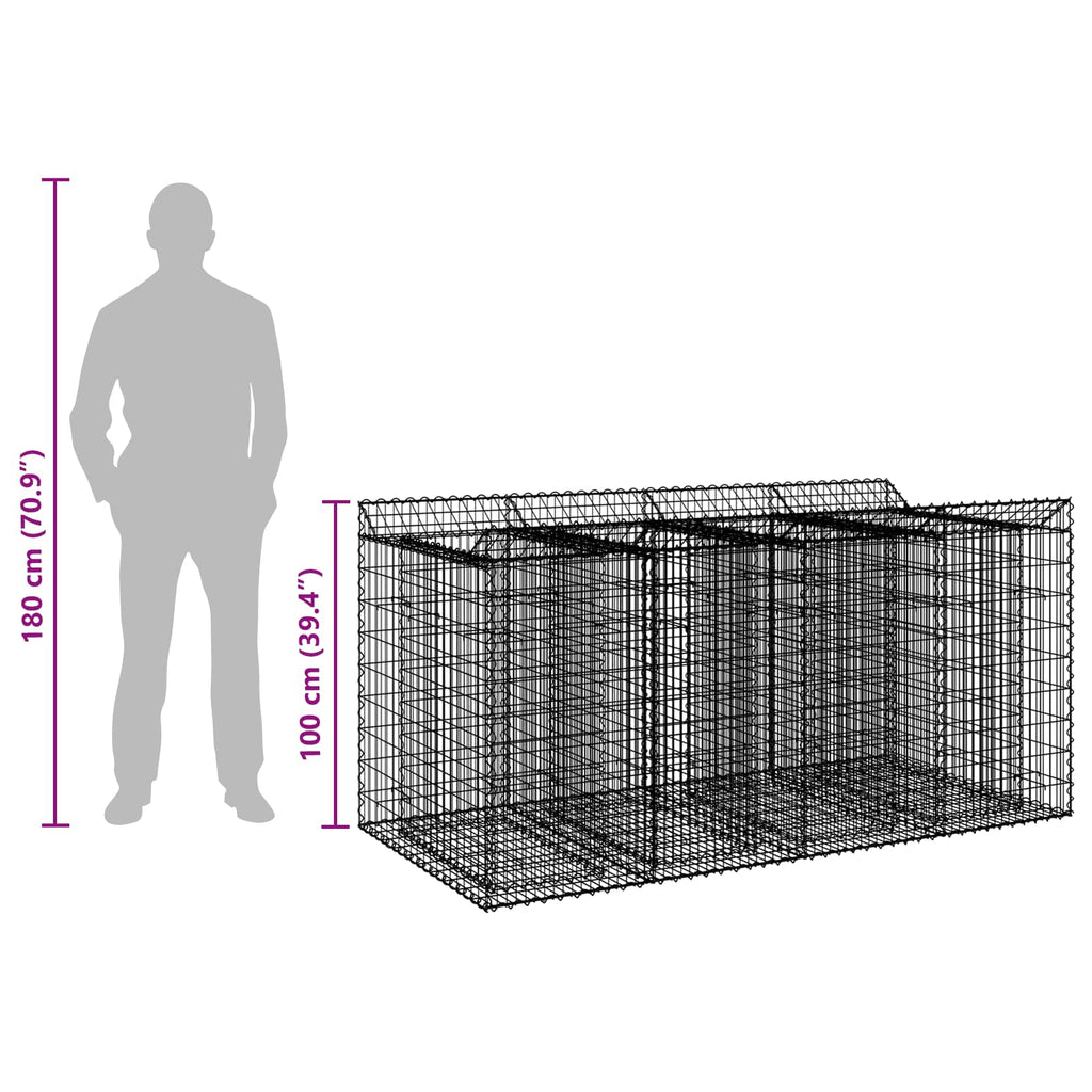vidaXL Podniesione łóżko gabionowe 2 szt. 200 x 100 x 100 cm srebrny