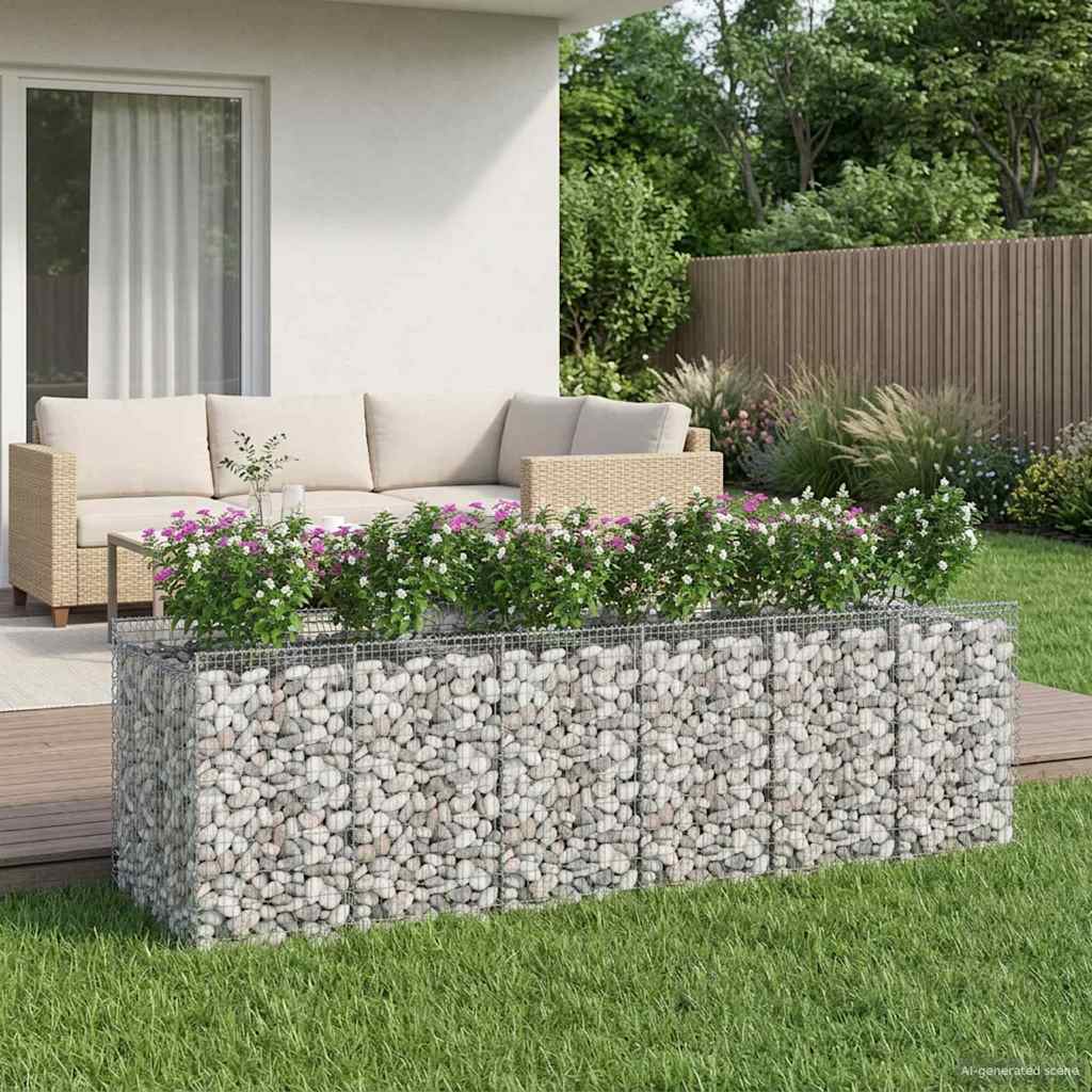 vidaXL Podniesione łóżko gabionowe 3 pcs srebrny