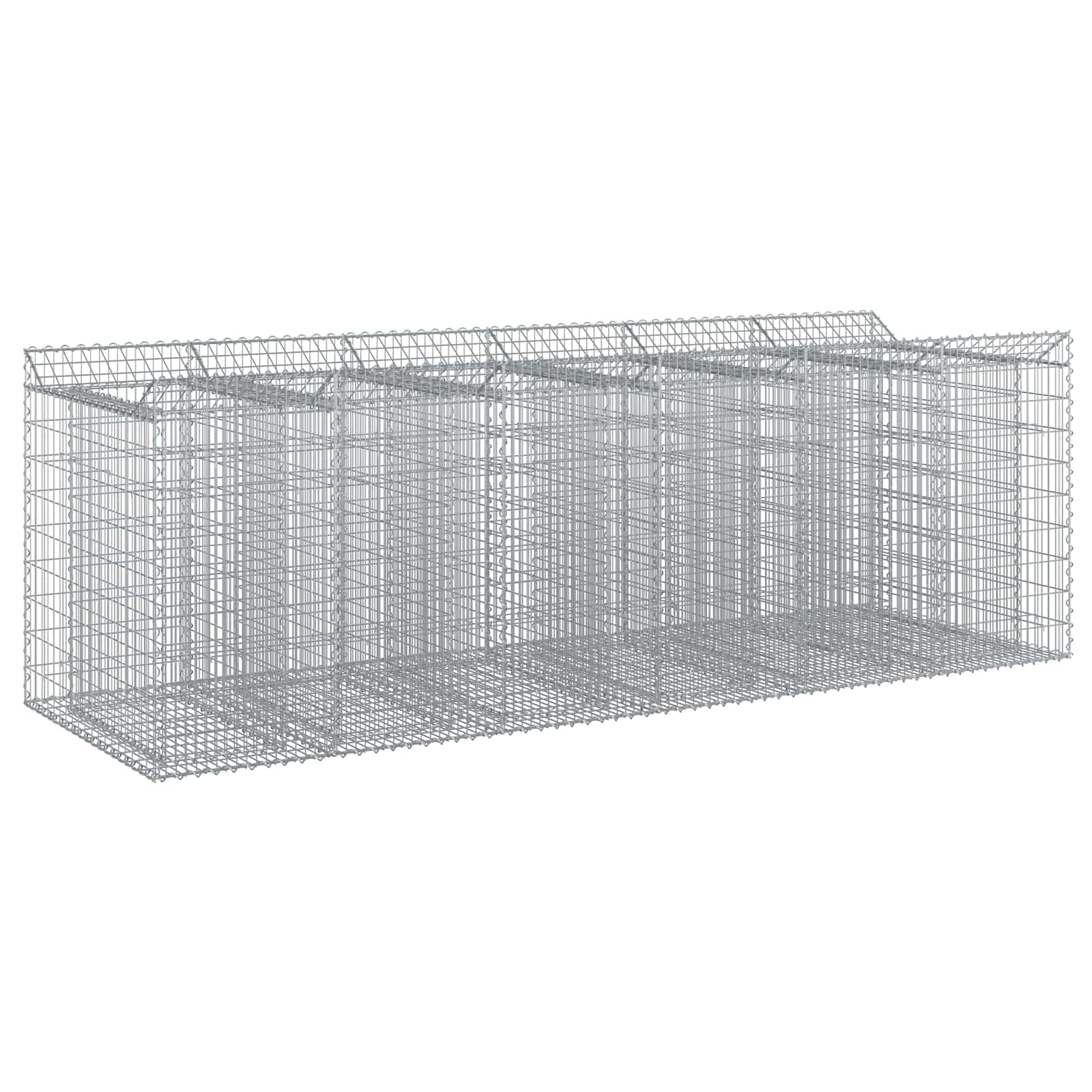 vidaXL Podniesione łóżko gabionowe 3 pcs srebrny