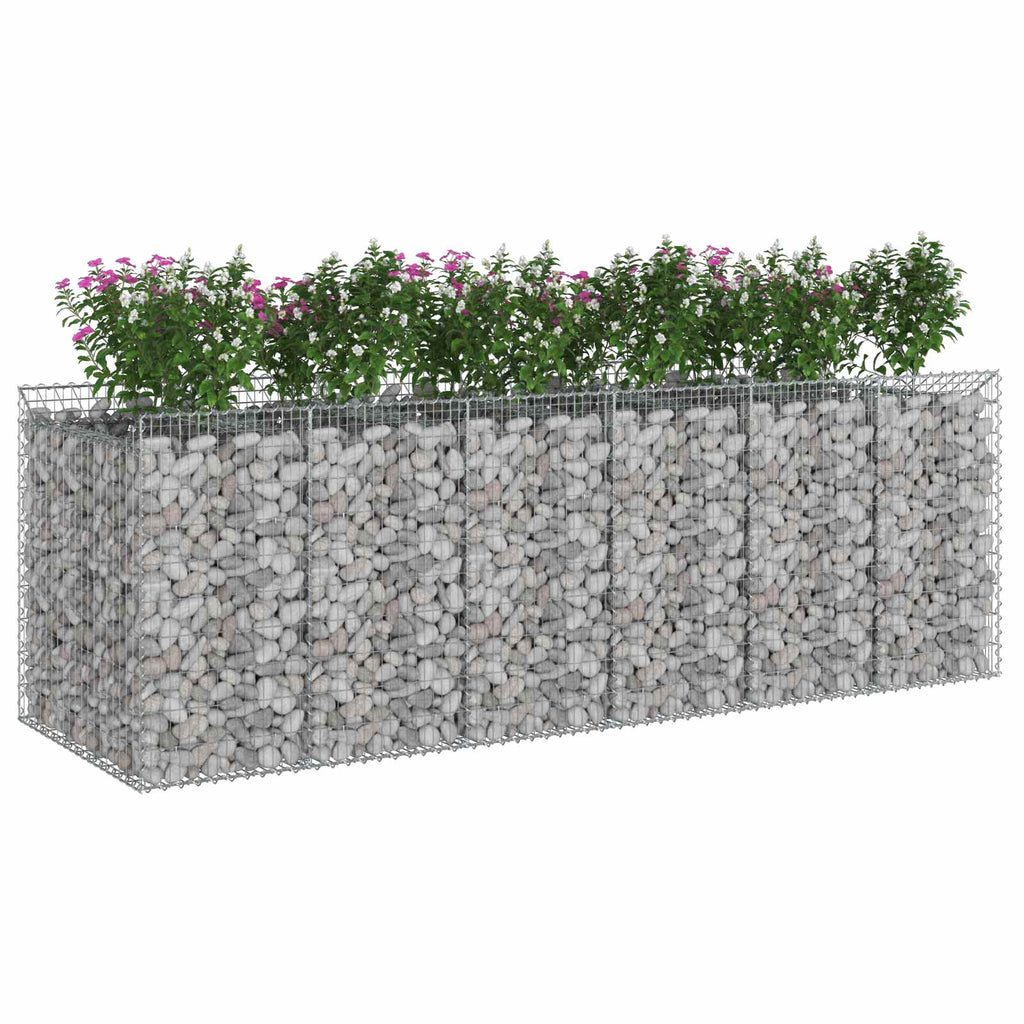 vidaXL Podniesione łóżko gabionowe 3 pcs srebrny