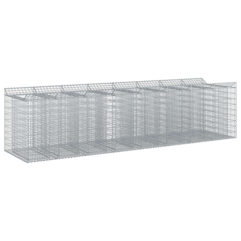 vidaXL Podniesione łóżko gabionowe 4 pcs srebrny