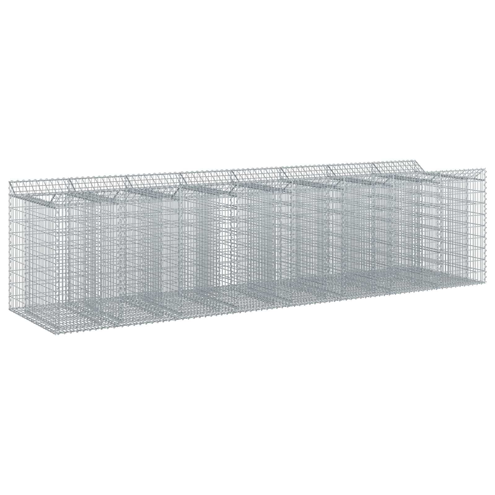 vidaXL Podniesione łóżko gabionowe 4 pcs srebrny