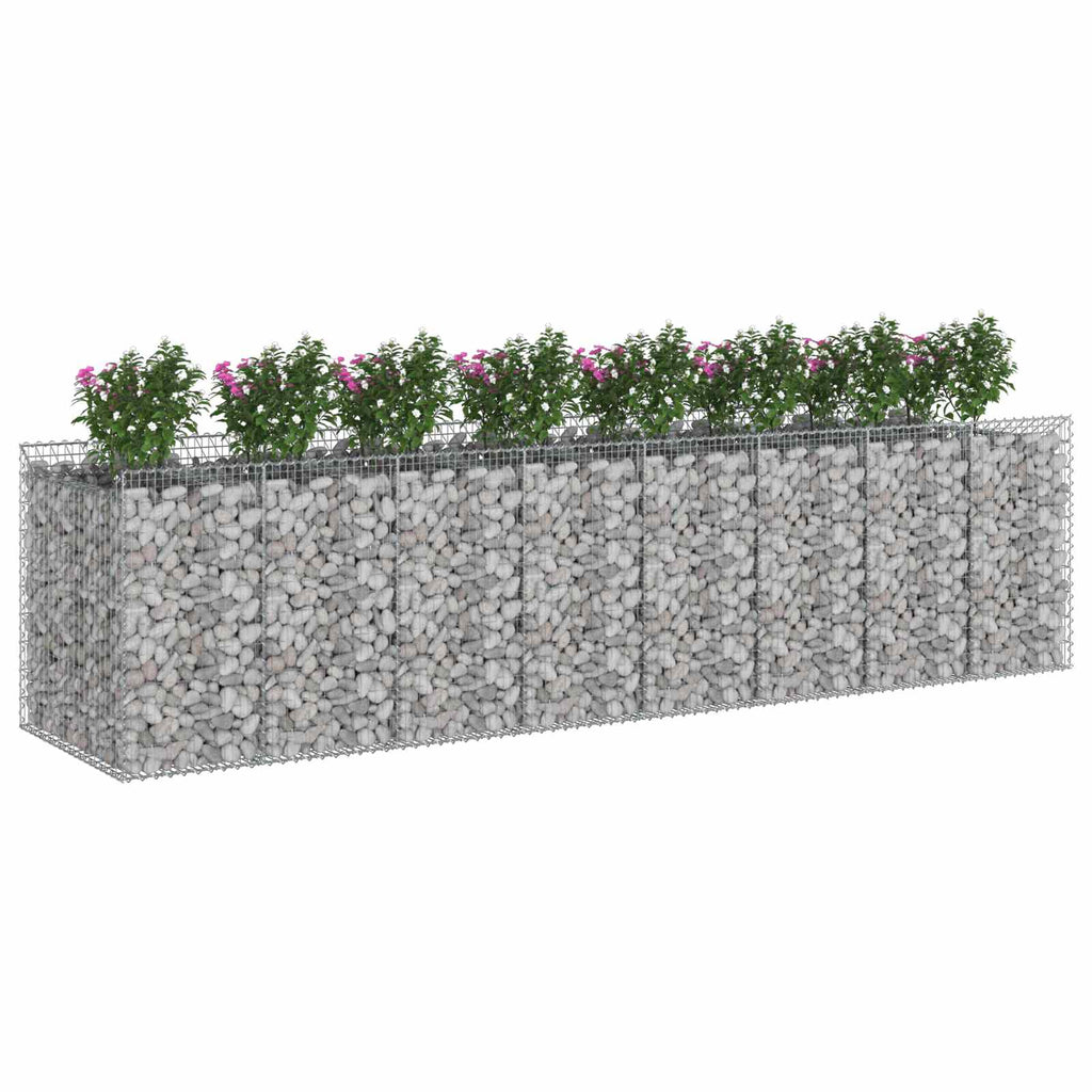 vidaXL Podniesione łóżko gabionowe 4 pcs srebrny