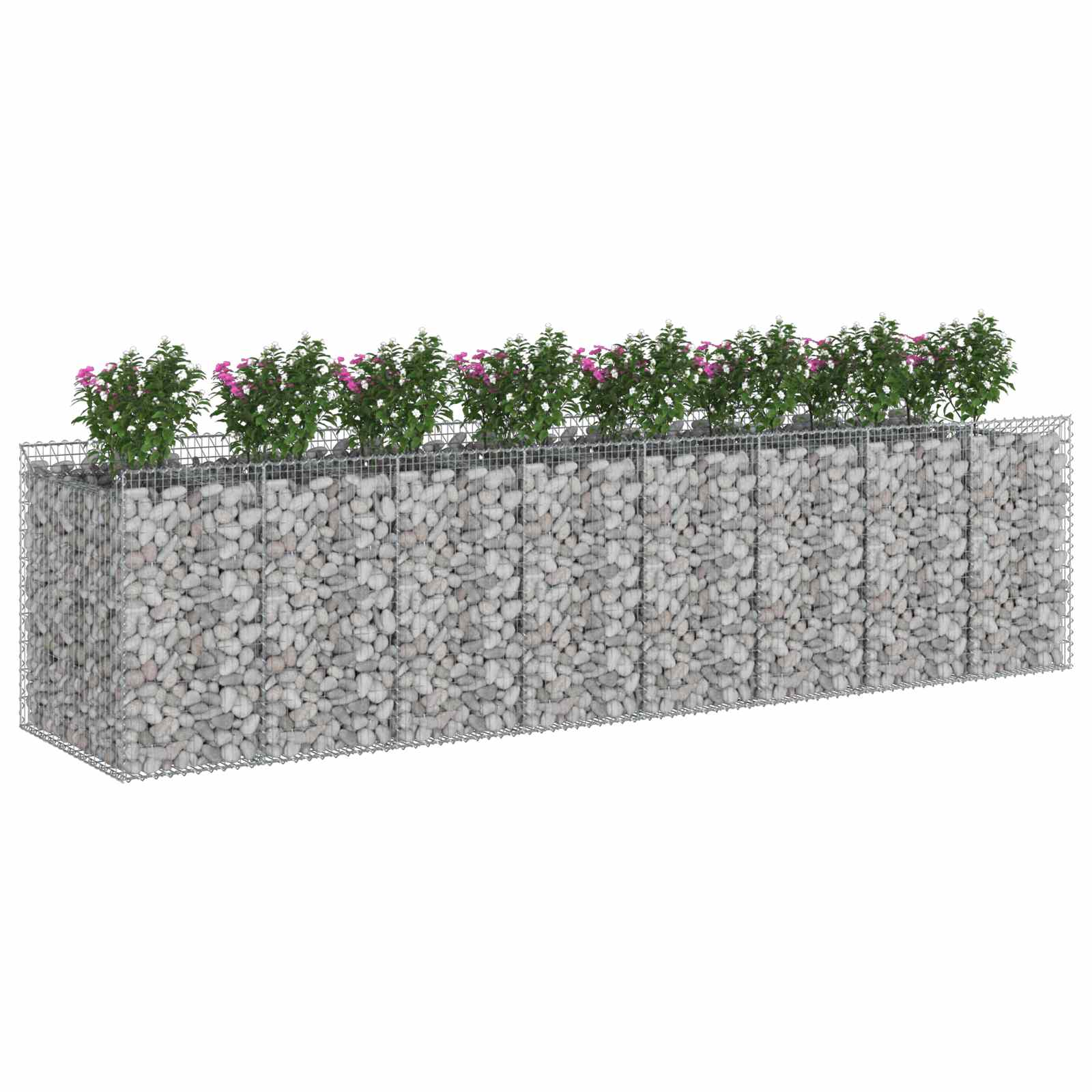 vidaXL Podniesione łóżko gabionowe 4 pcs srebrny