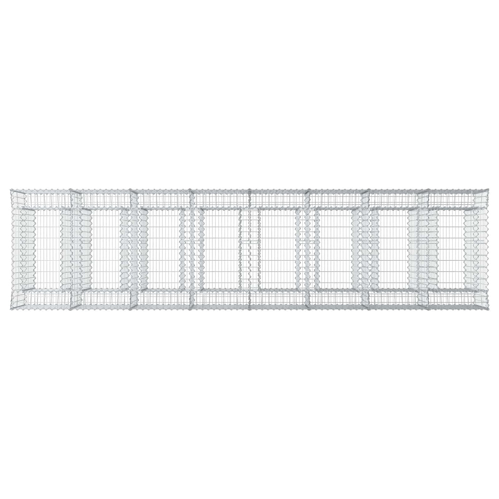 vidaXL Podniesione łóżko gabionowe 4 pcs srebrny