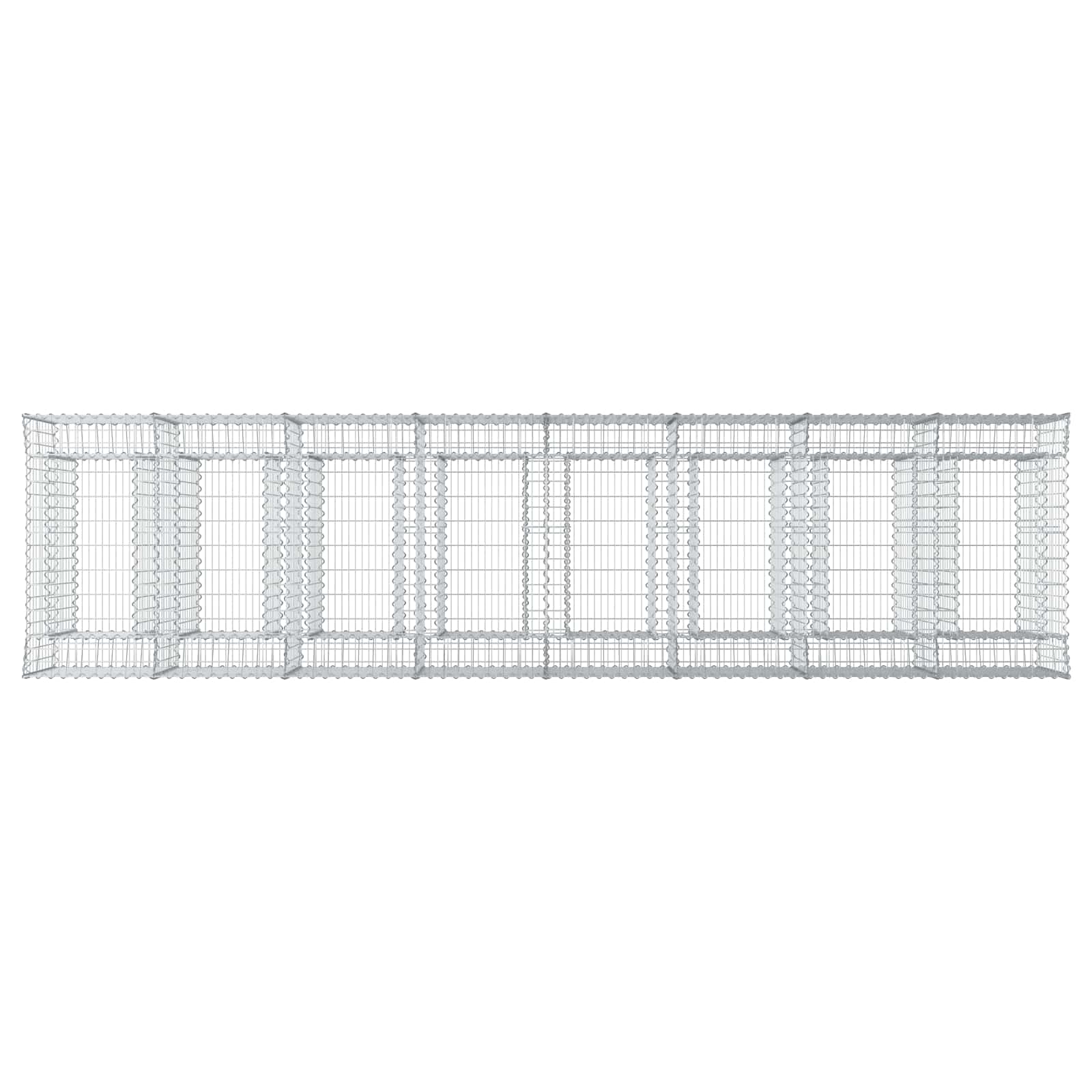 vidaXL Podniesione łóżko gabionowe 4 pcs srebrny
