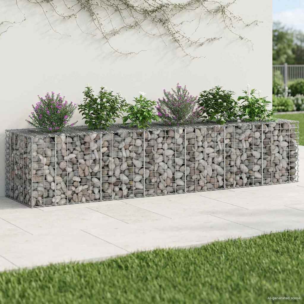 vidaXL Podniesione łóżko gabionowe 2 pcs Srebrny 260 x 60 x 55 cm