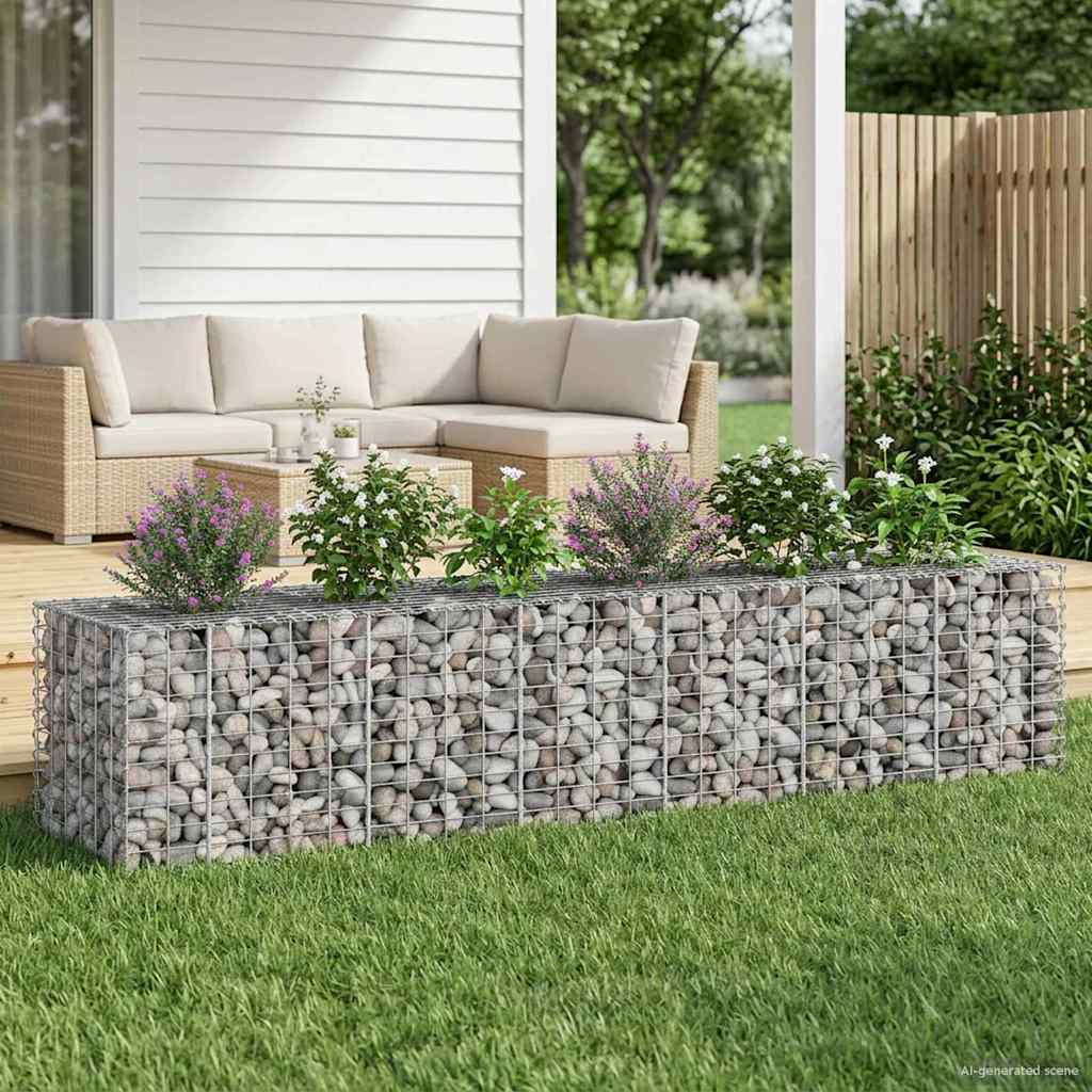 vidaXL Podniesione łóżko gabionowe 2 pcs Srebrny 260 x 60 x 55 cm
