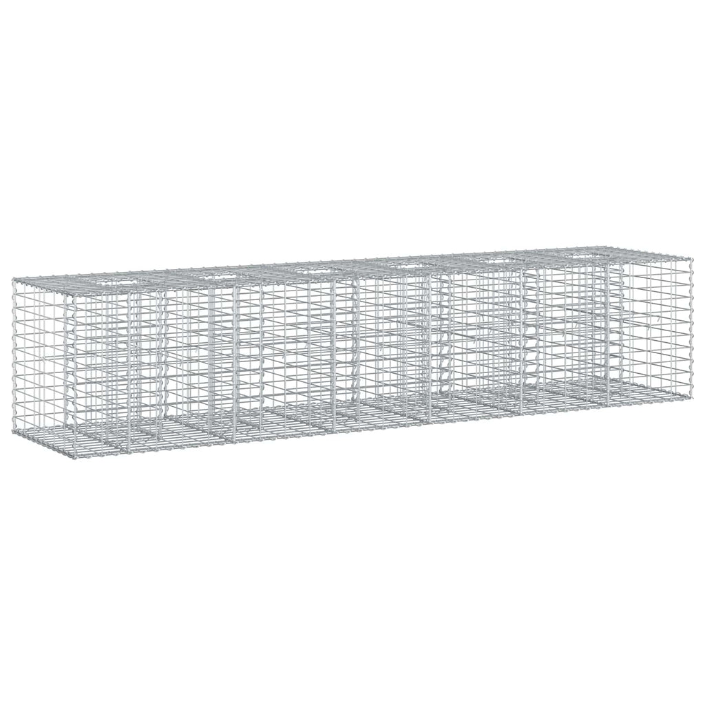 vidaXL Podniesione łóżko gabionowe 2 pcs Srebrny 260 x 60 x 55 cm