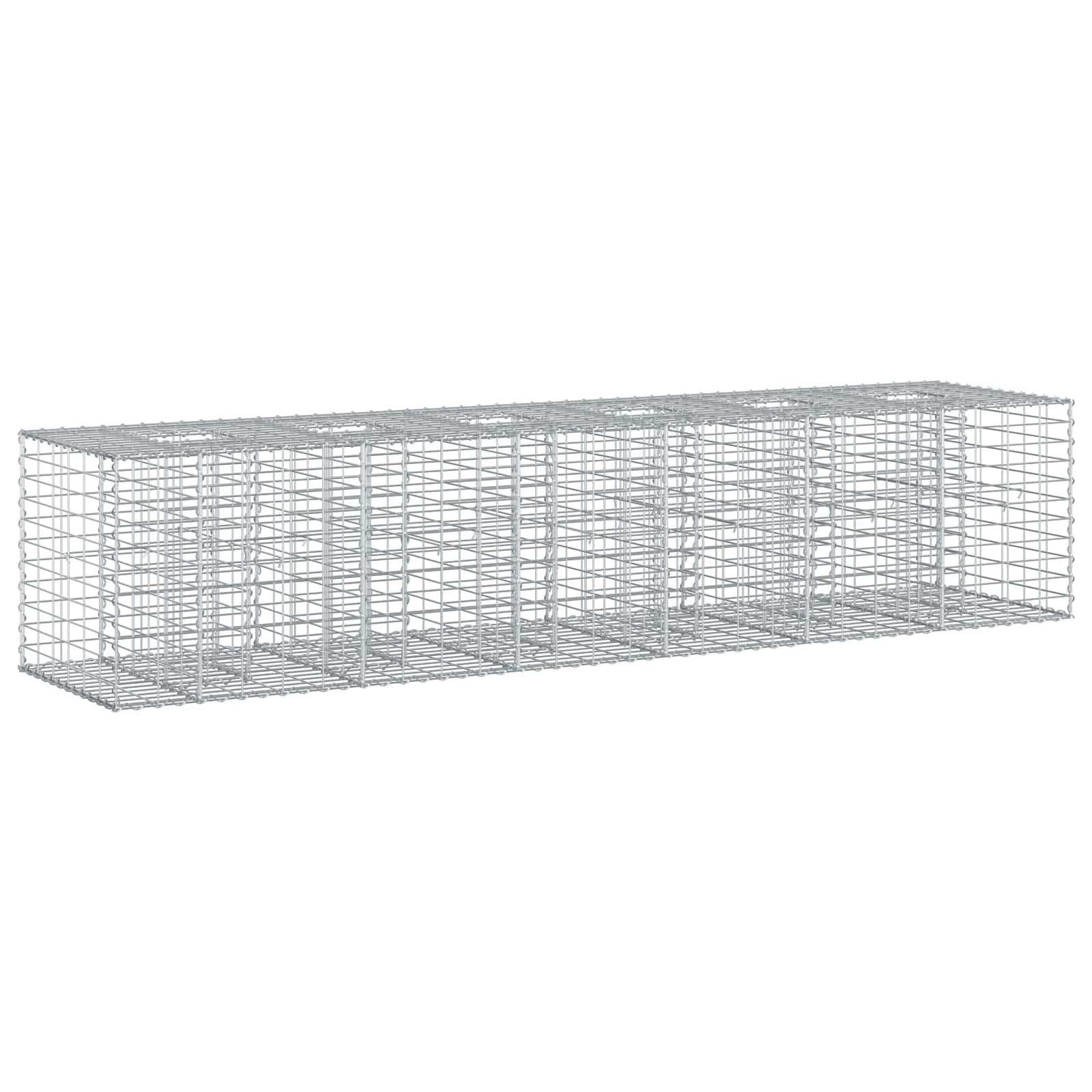 vidaXL Podniesione łóżko gabionowe 2 pcs Srebrny 260 x 60 x 55 cm