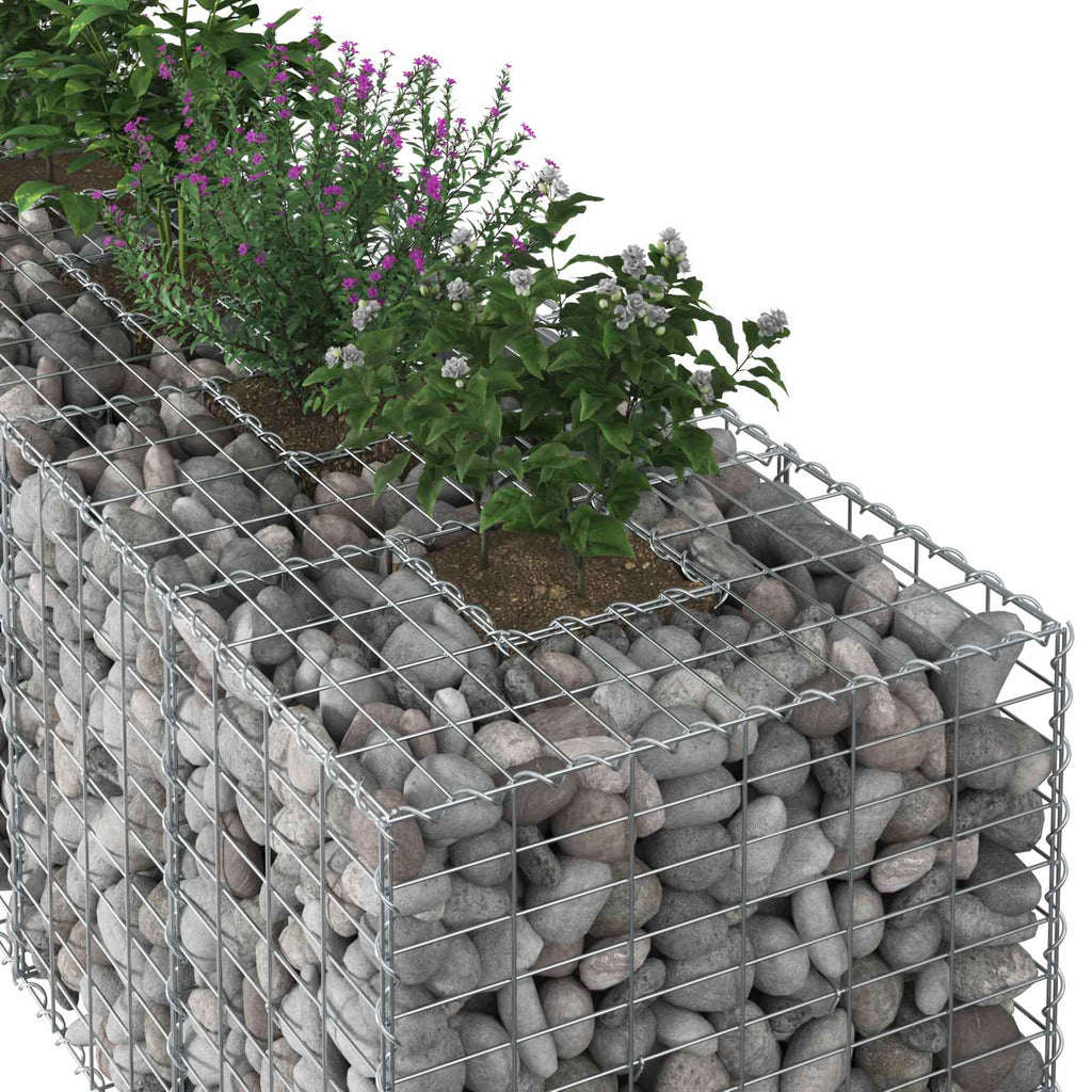 vidaXL Podniesione łóżko gabionowe 2 pcs Srebrny 260 x 60 x 55 cm
