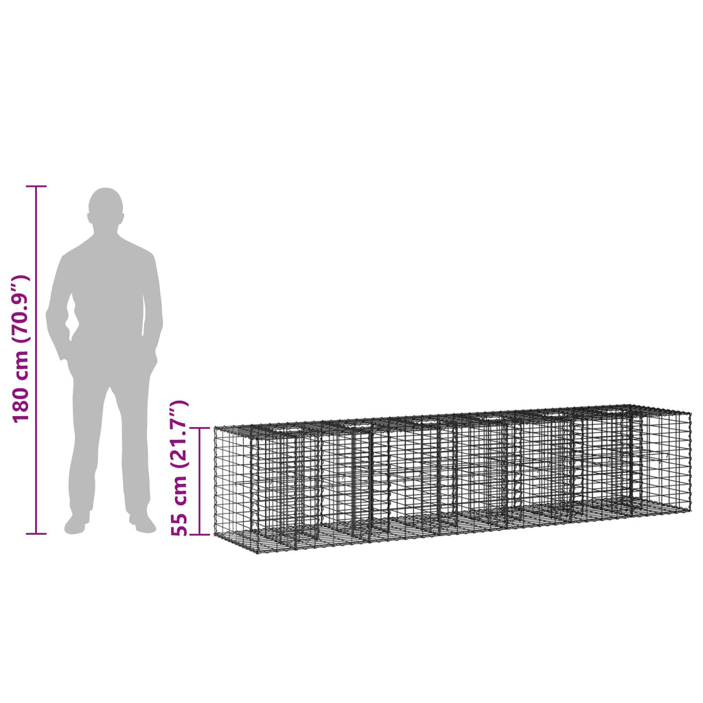 vidaXL Podniesione łóżko gabionowe 2 pcs Srebrny 260 x 60 x 55 cm