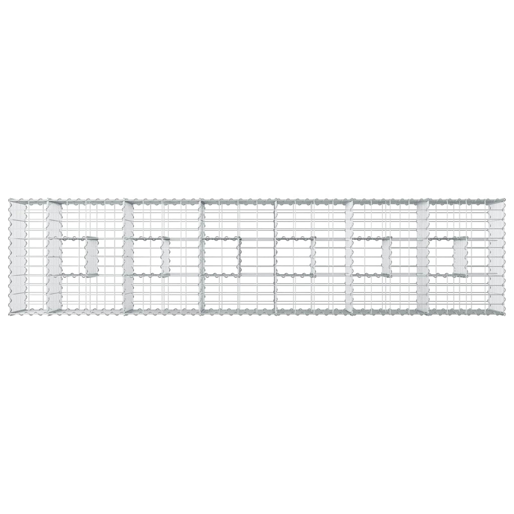 vidaXL Podniesione łóżko gabionowe 2 pcs Srebrny 260 x 60 x 55 cm