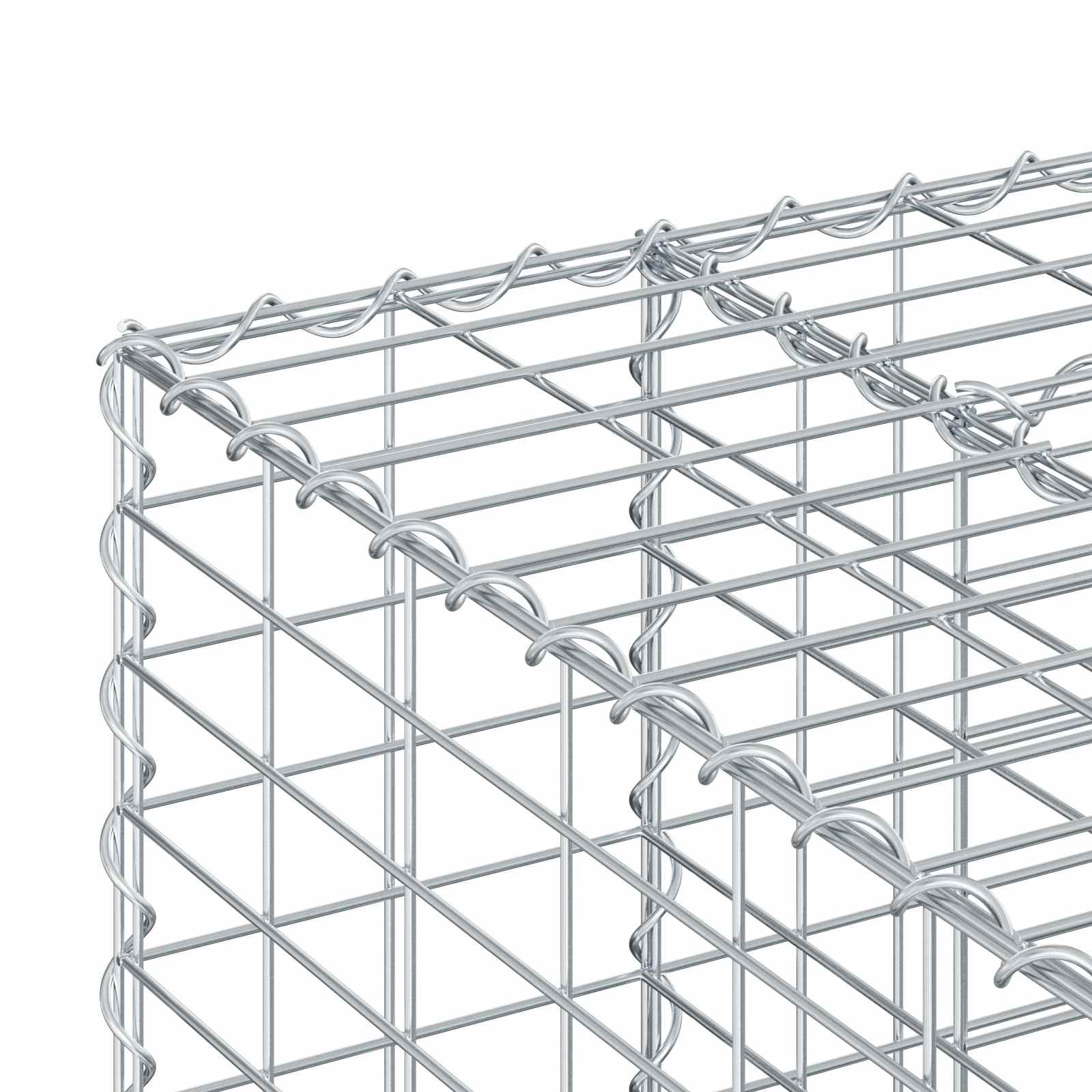 vidaXL Podniesione łóżko gabionowe 2 pcs Srebrny 340 x 60 x 55 cm